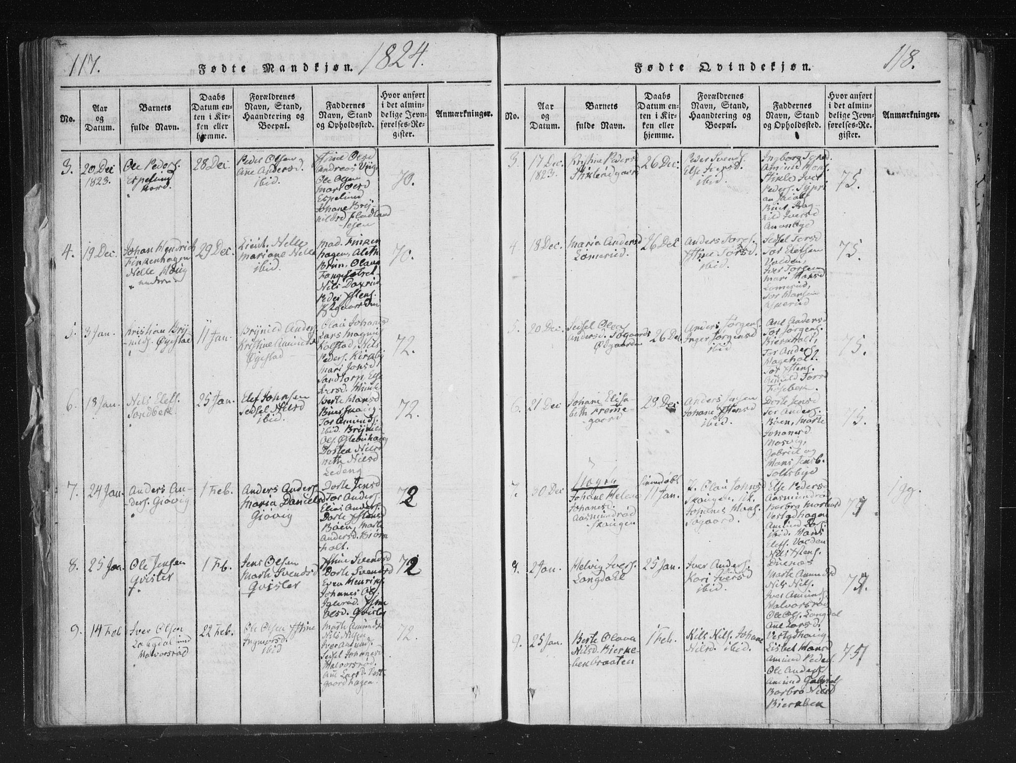 Aremark prestekontor Kirkebøker, AV/SAO-A-10899/F/Fc/L0001: Parish register (official) no. III 1, 1814-1834, p. 117-118