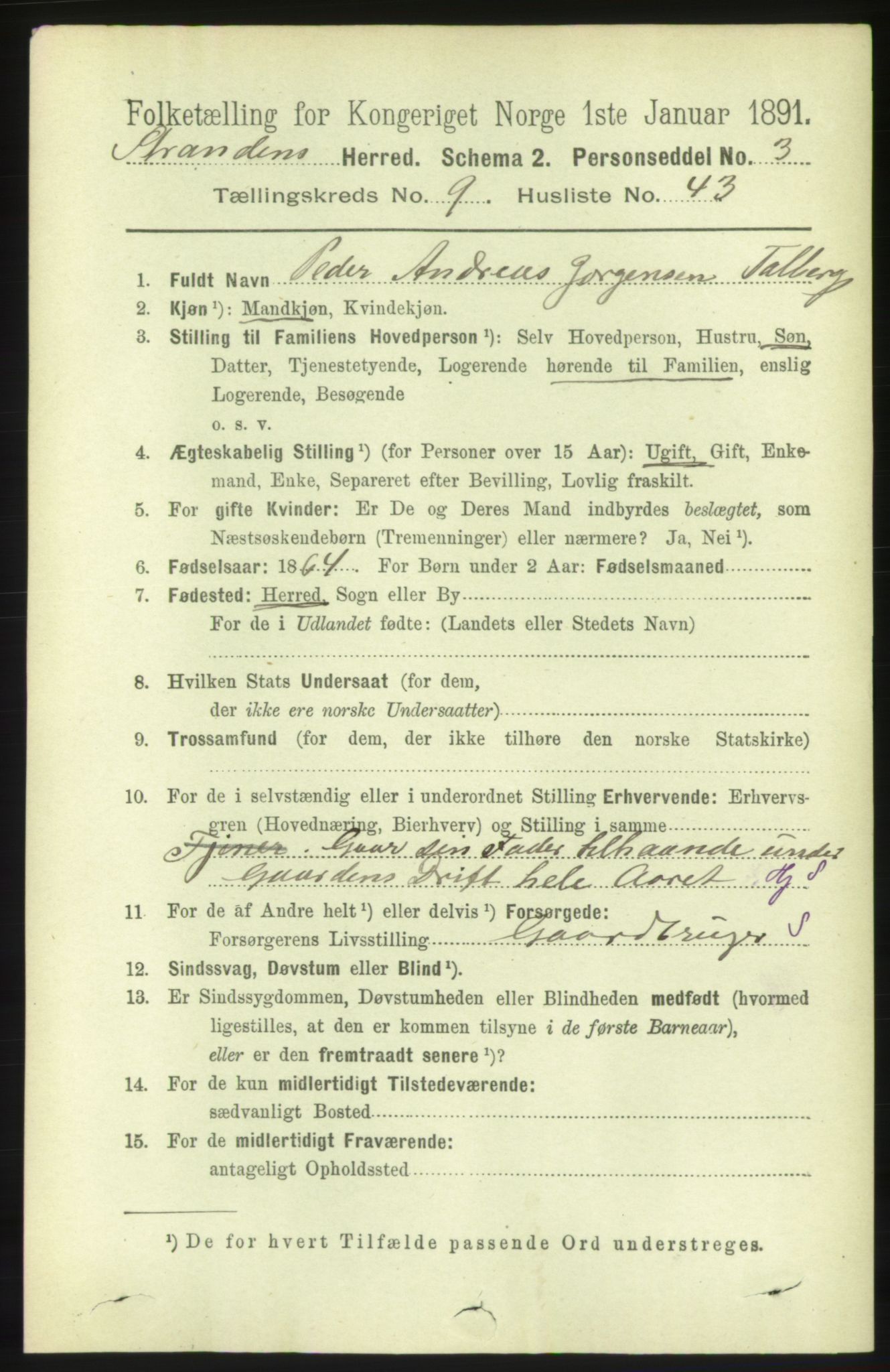 RA, 1891 census for 1525 Stranda, 1891, p. 2358