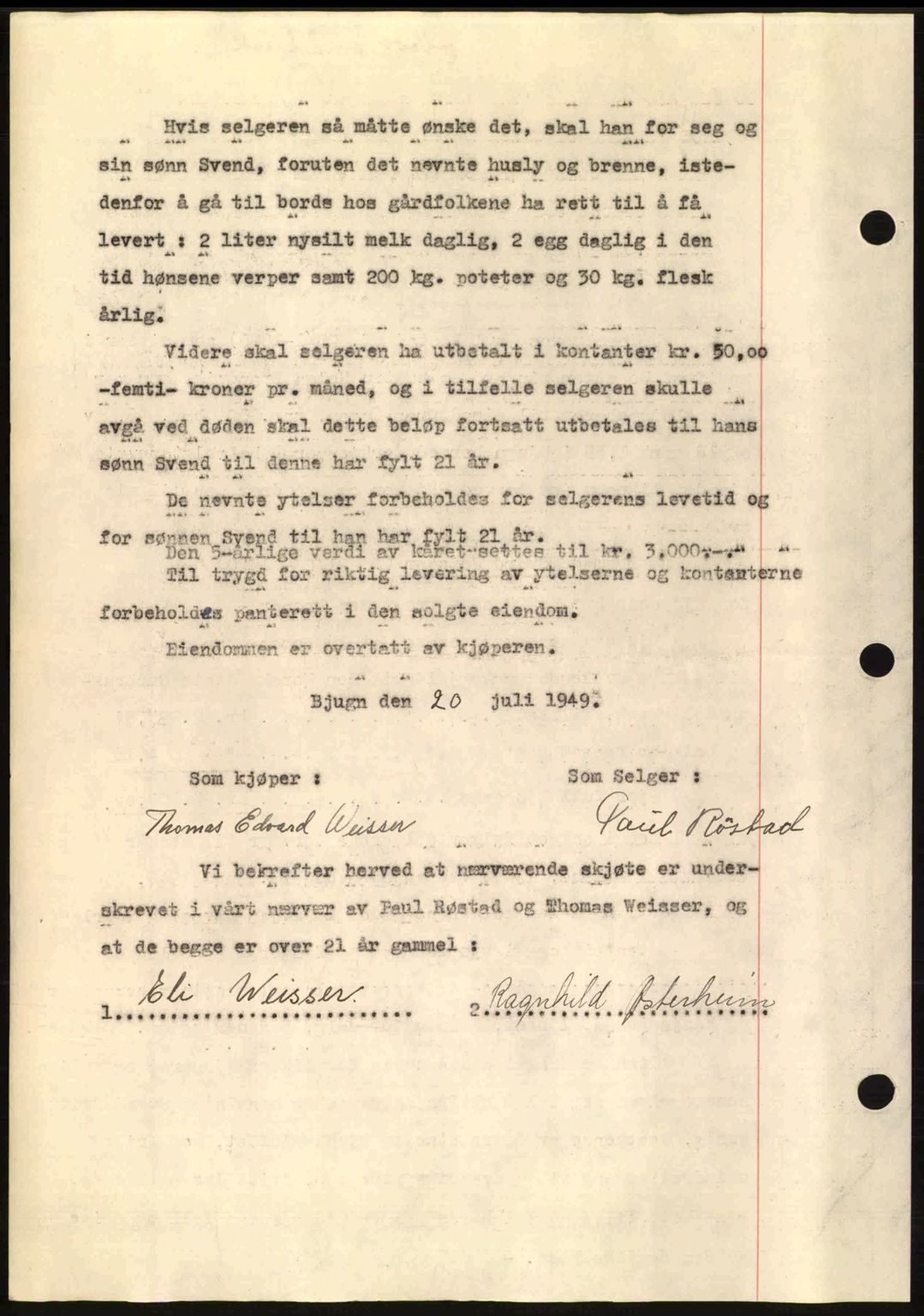 Fosen sorenskriveri, AV/SAT-A-1107/1/2/2C: Mortgage book no. A10, 1949-1950, Diary no: : 1190/1949