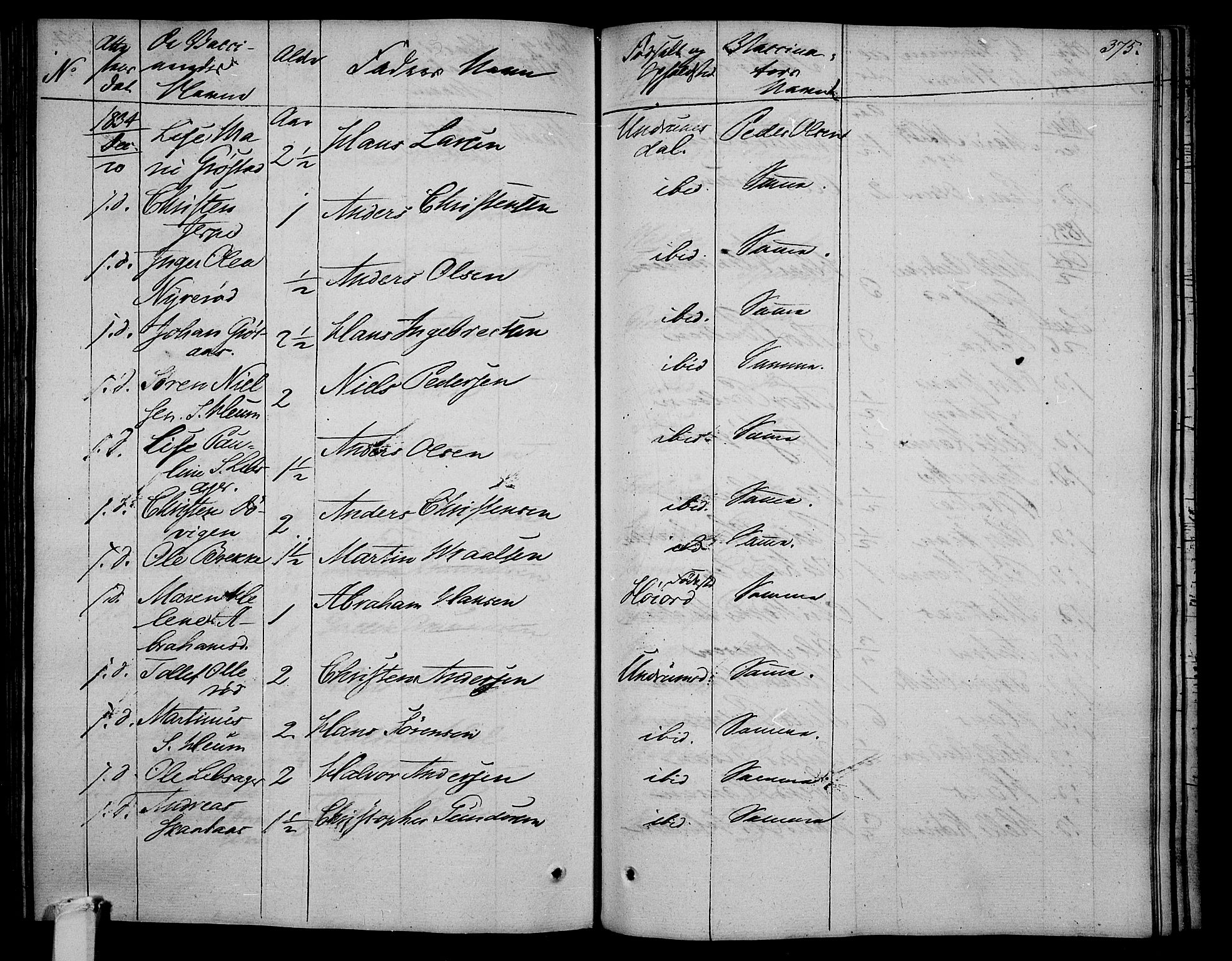 Våle kirkebøker, AV/SAKO-A-334/F/Fa/L0008: Parish register (official) no. I 8, 1824-1844, p. 375