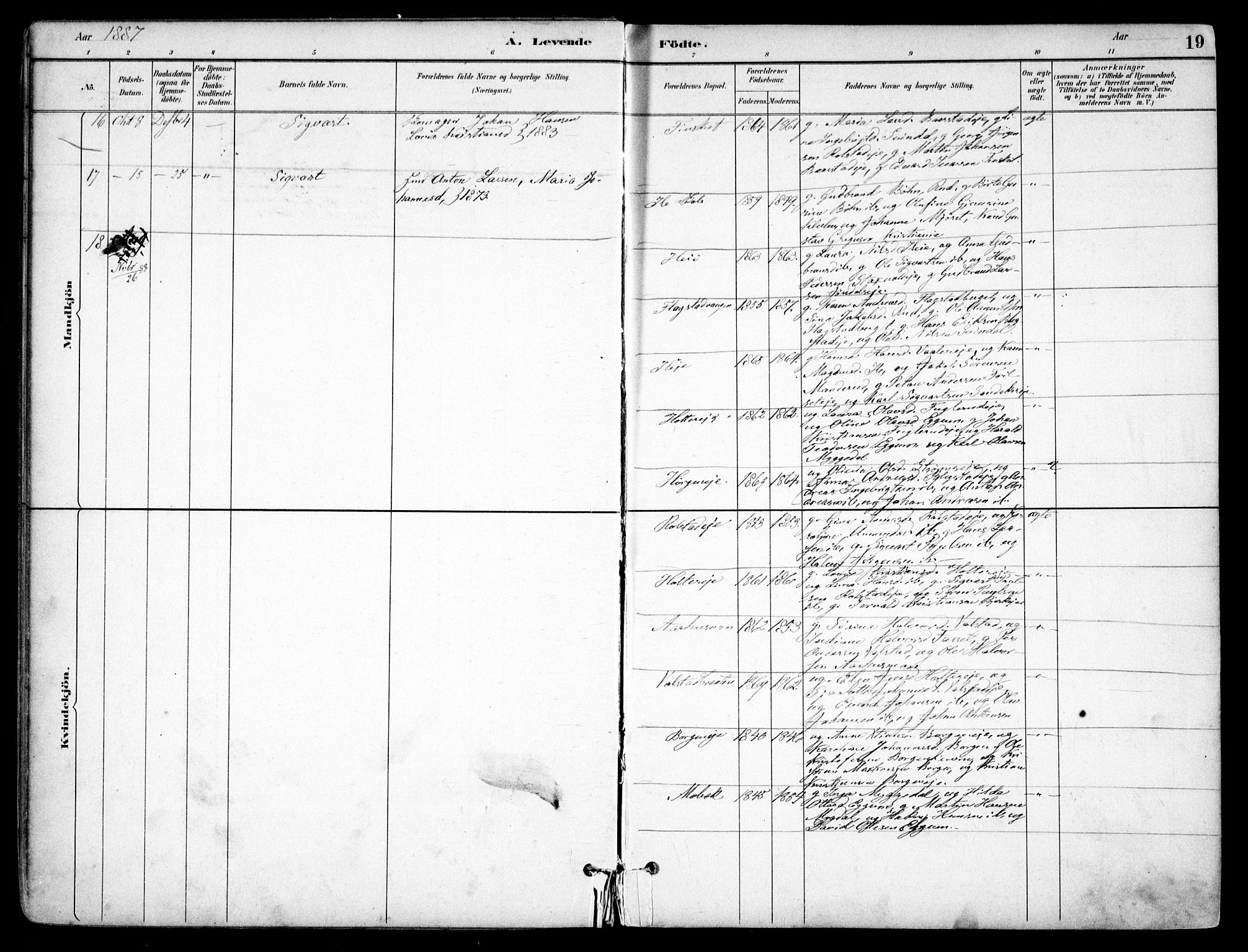 Nes prestekontor Kirkebøker, SAO/A-10410/F/Fb/L0002: Parish register (official) no. II 2, 1883-1918, p. 18-19