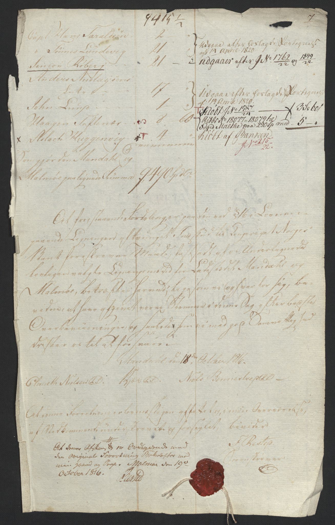 Sølvskatten 1816, NOBA/SOLVSKATTEN/A/L0031: Bind 33: Mandal fogderi, 1816-1822, p. 100