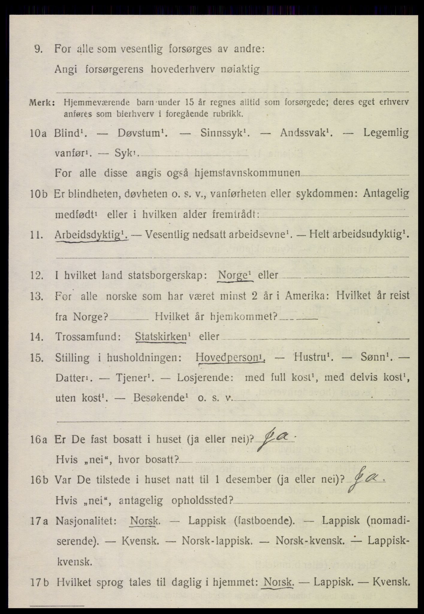 SAT, 1920 census for Kvam, 1920, p. 2548