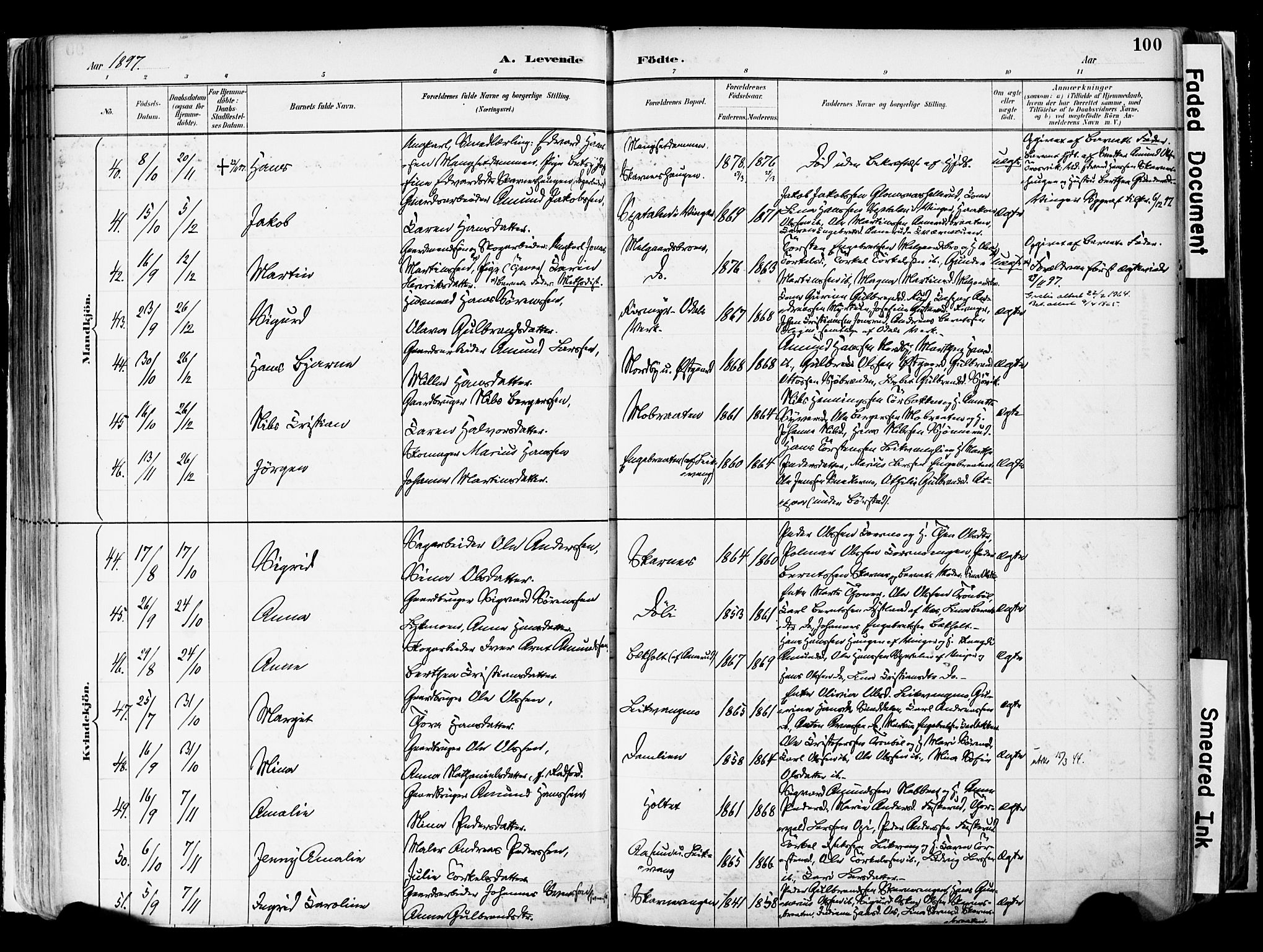 Sør-Odal prestekontor, AV/SAH-PREST-030/H/Ha/Haa/L0006: Parish register (official) no. 6, 1886-1931, p. 100