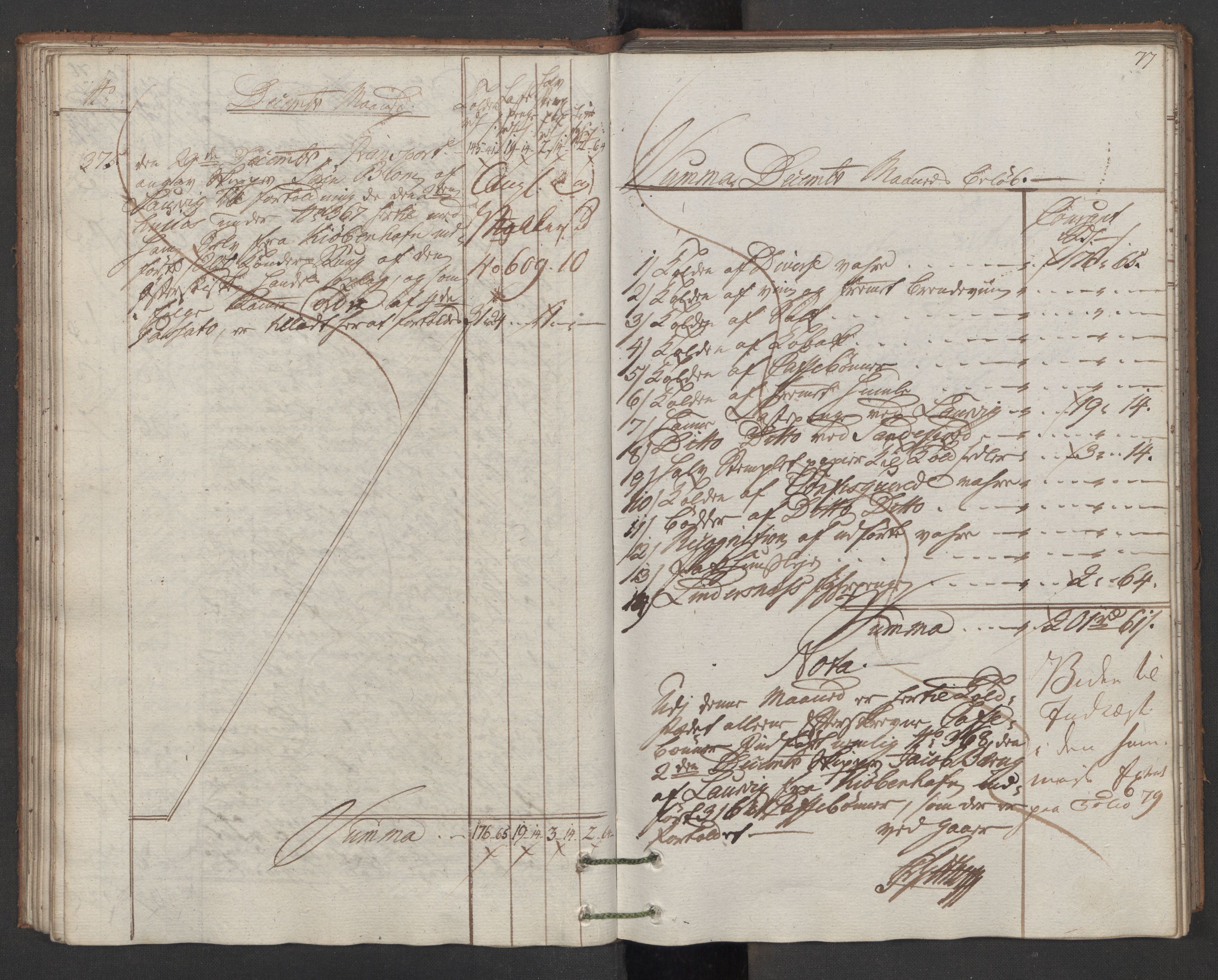 Generaltollkammeret, tollregnskaper, AV/RA-EA-5490/R11/L0086/0001: Tollregnskaper Larvik og Sandefjord / Inngående hovedtollbok, 1786, p. 76b-77a