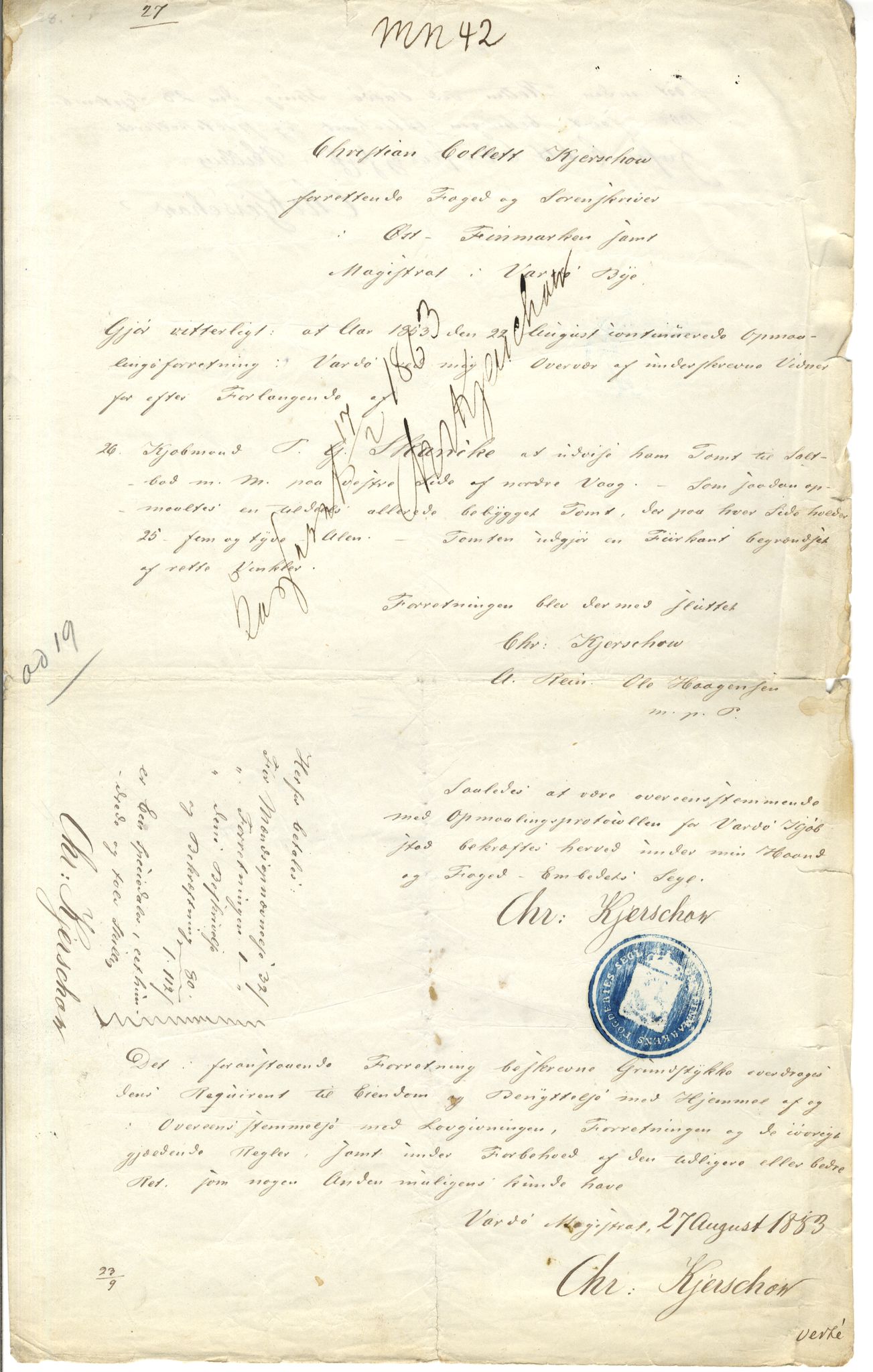 Brodtkorb handel A/S, VAMU/A-0001/Q/Qb/L0001: Skjøter og grunnbrev i Vardø by, 1822-1943, p. 101