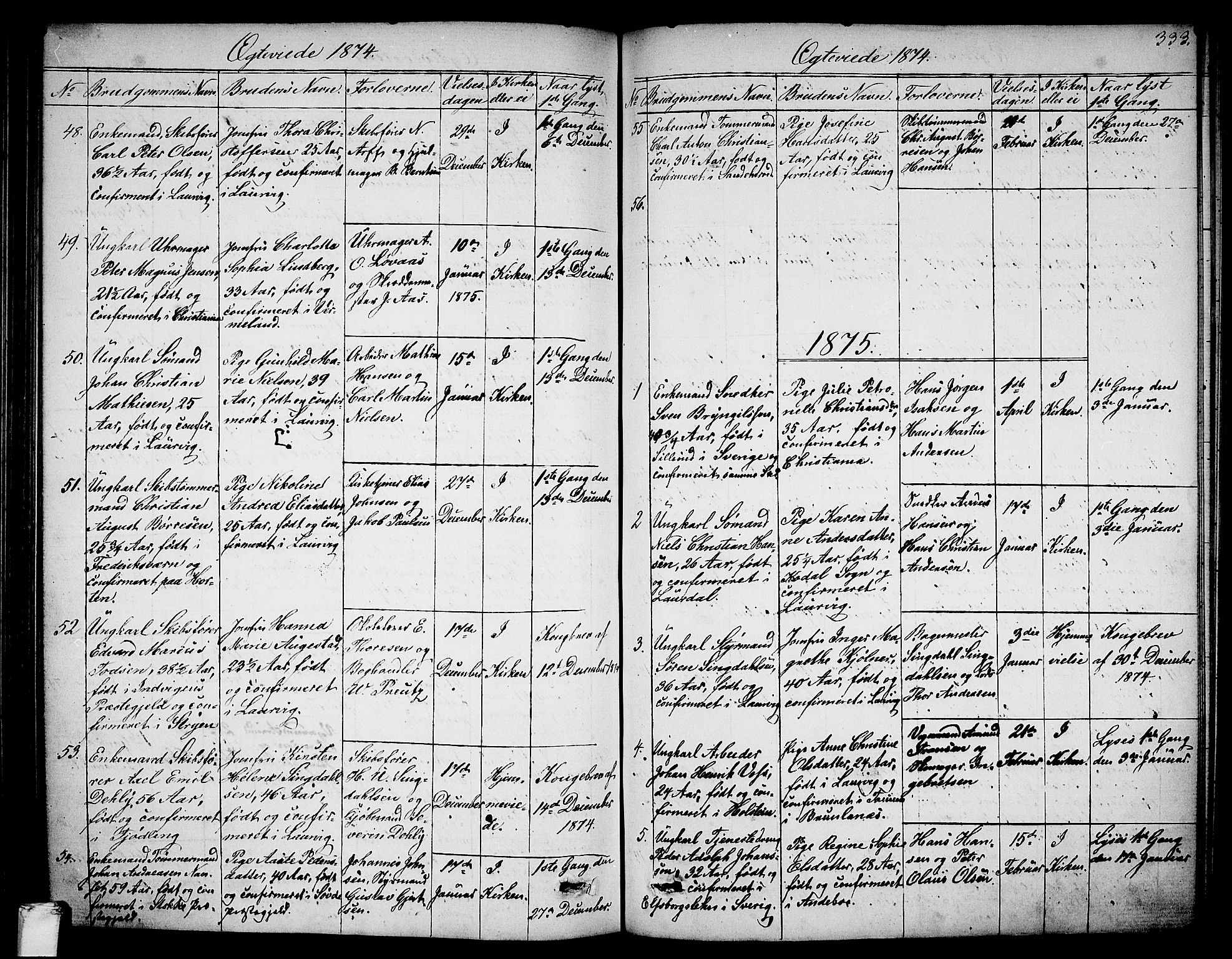 Larvik kirkebøker, SAKO/A-352/G/Ga/L0004: Parish register (copy) no. I 4, 1871-1888, p. 333