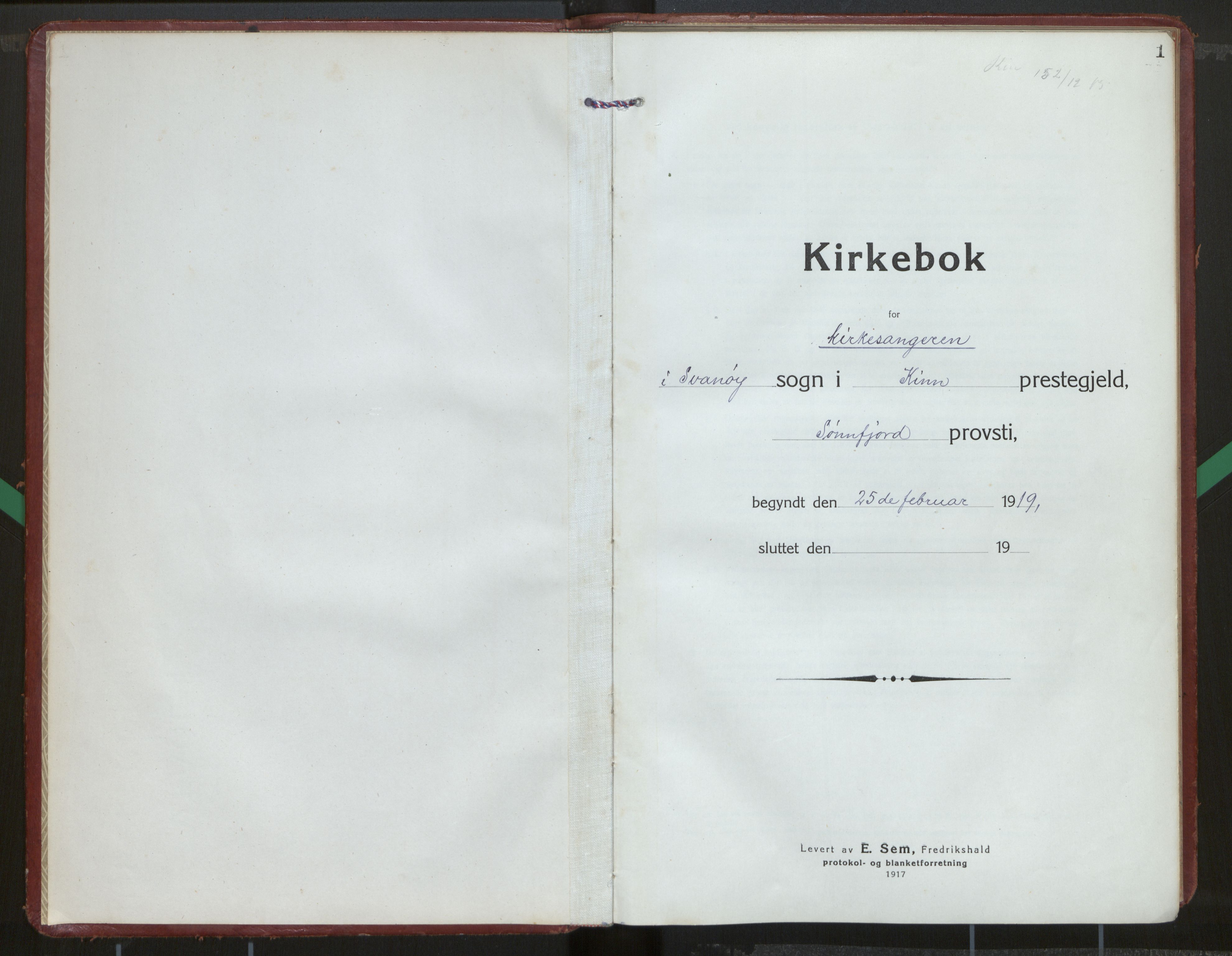 Kinn sokneprestembete, SAB/A-80801/H/Hab/Habc/L0007: Parish register (copy) no. C 7, 1919-1979, p. 1
