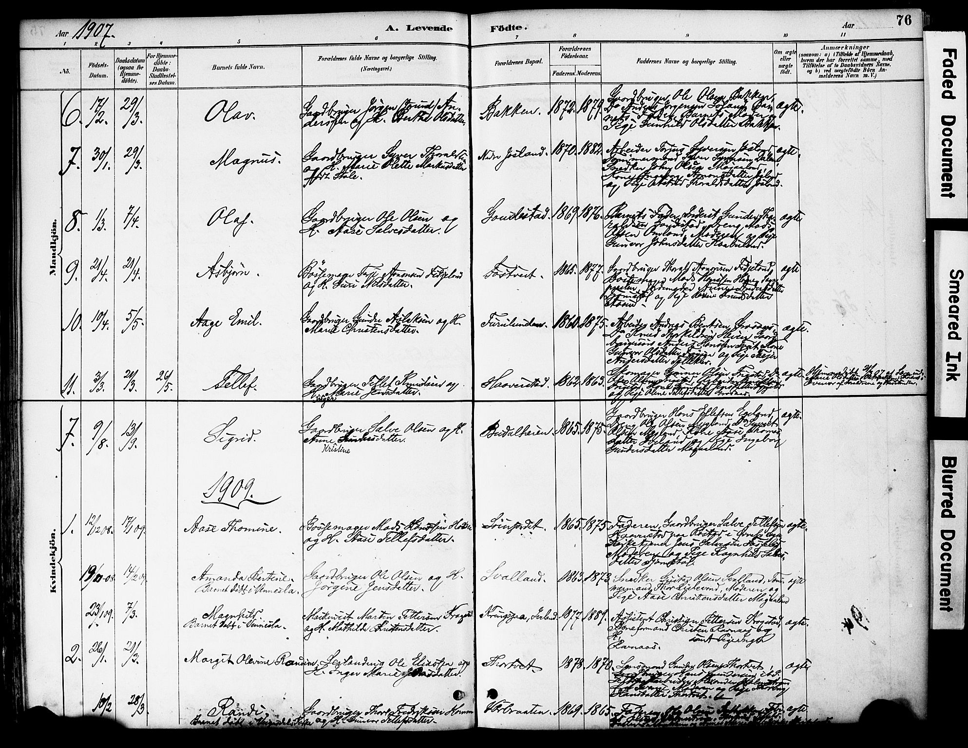 Evje sokneprestkontor, AV/SAK-1111-0008/F/Fa/Fac/L0003: Parish register (official) no. A 3, 1884-1909, p. 76