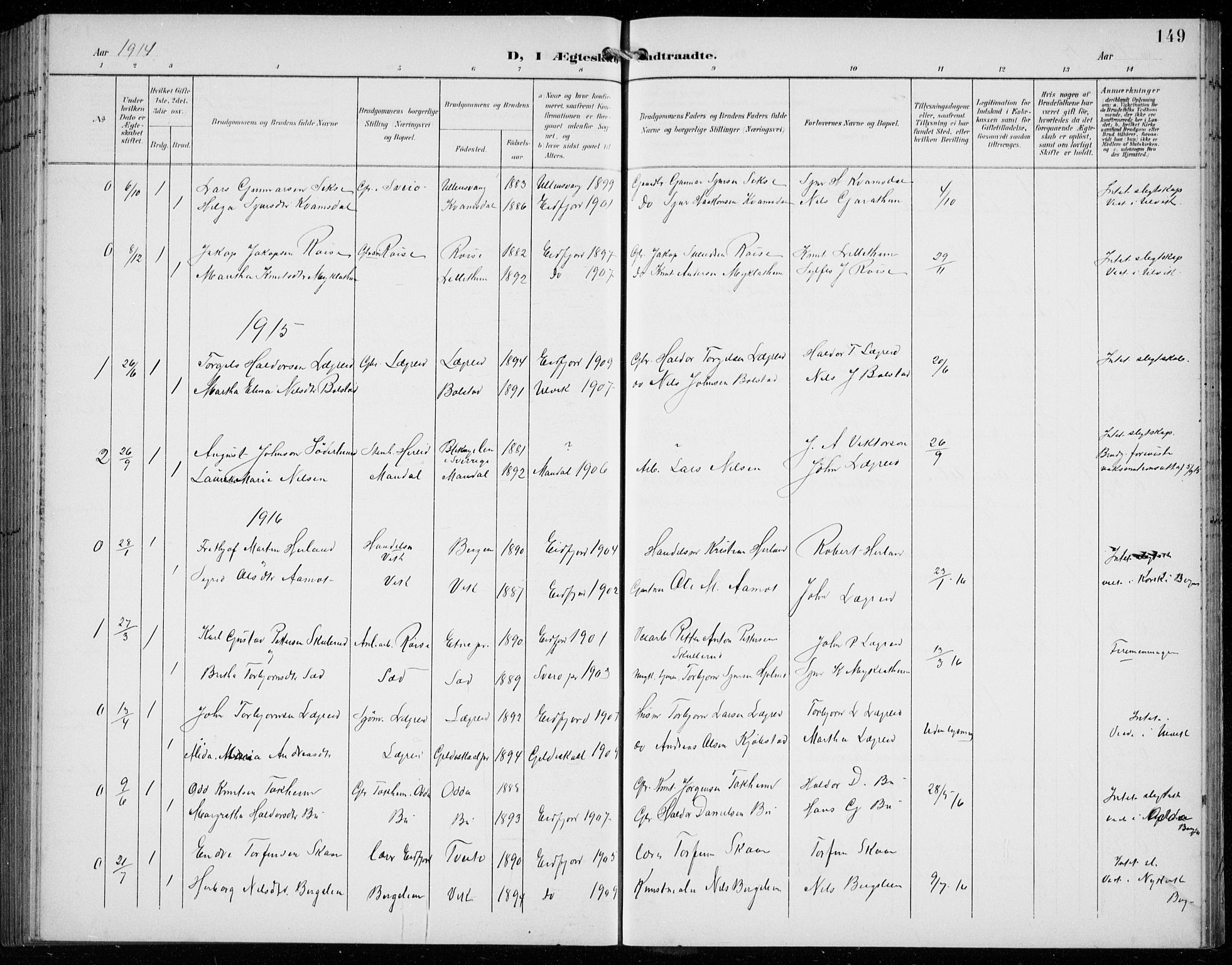 Ullensvang sokneprestembete, SAB/A-78701/H/Hab: Parish register (copy) no. C  3, 1899-1932, p. 149