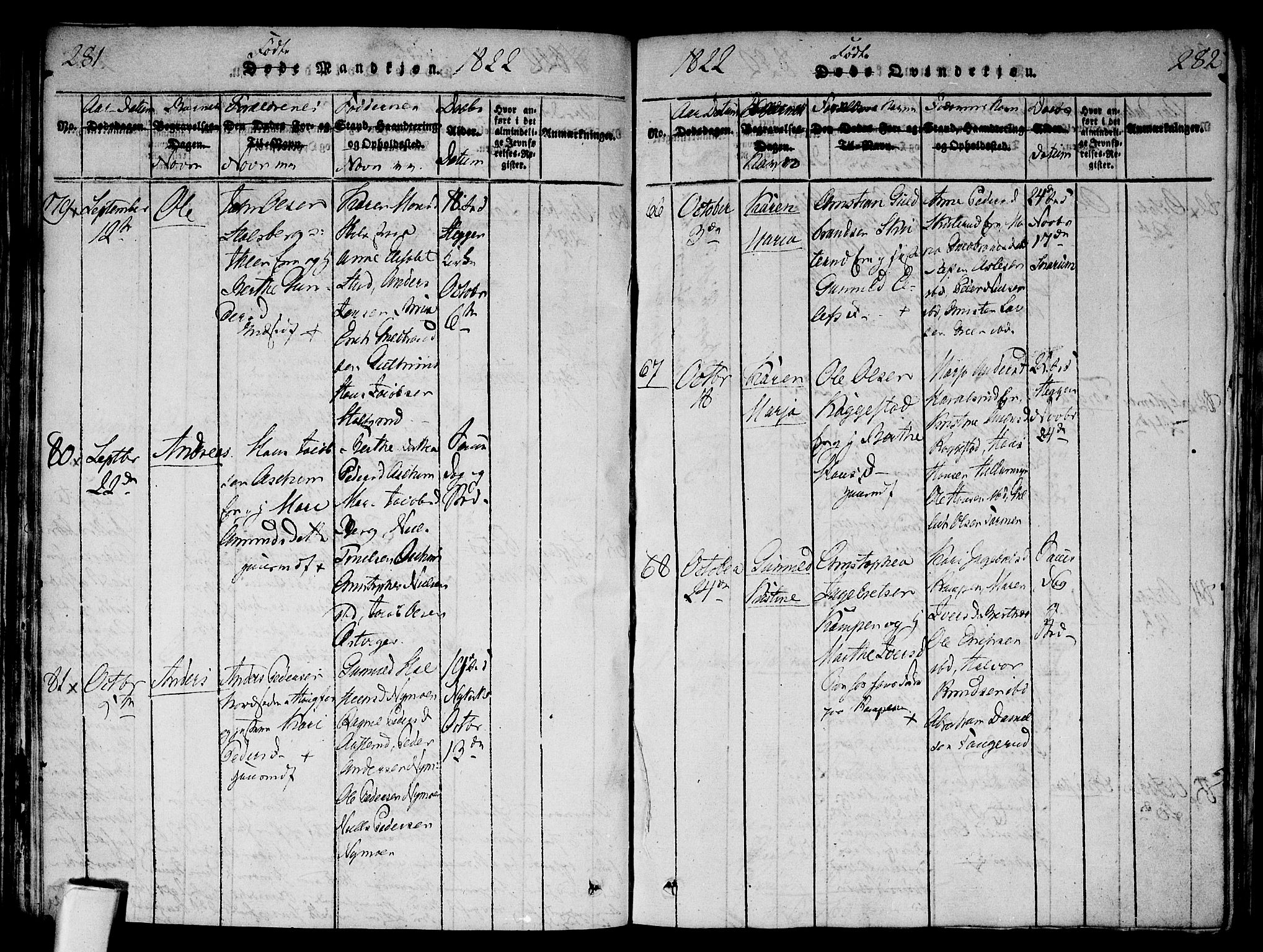 Modum kirkebøker, SAKO/A-234/F/Fa/L0004: Parish register (official) no. 4, 1818-1824, p. 281-282