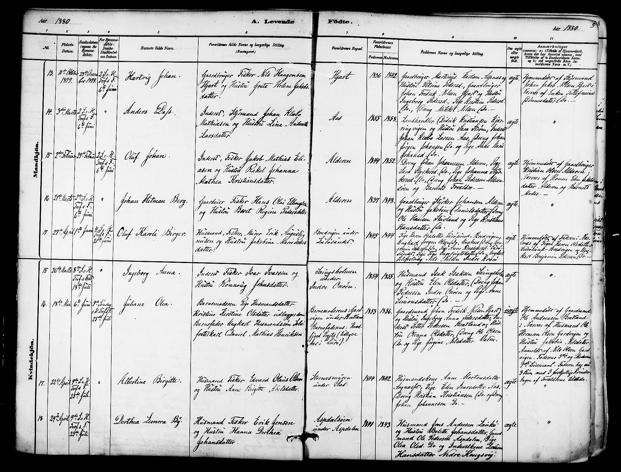 Ministerialprotokoller, klokkerbøker og fødselsregistre - Nordland, AV/SAT-A-1459/839/L0568: Parish register (official) no. 839A05, 1880-1902, p. 5
