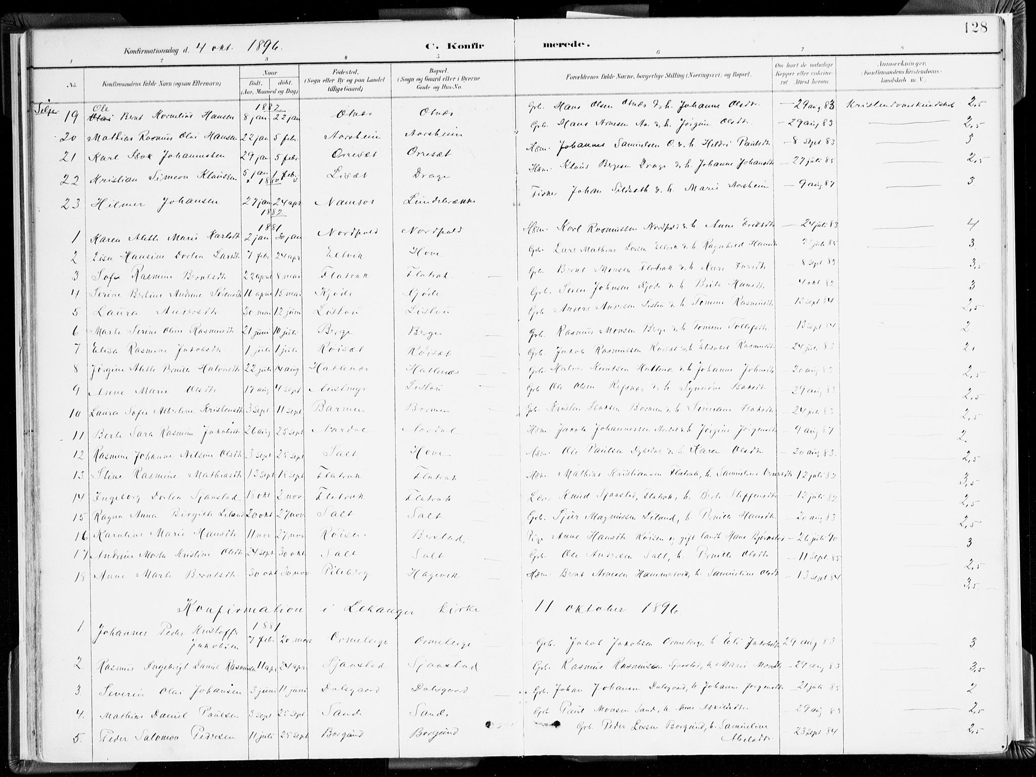 Selje sokneprestembete, AV/SAB-A-99938/H/Ha/Haa/Haab: Parish register (official) no. B 2, 1891-1907, p. 128