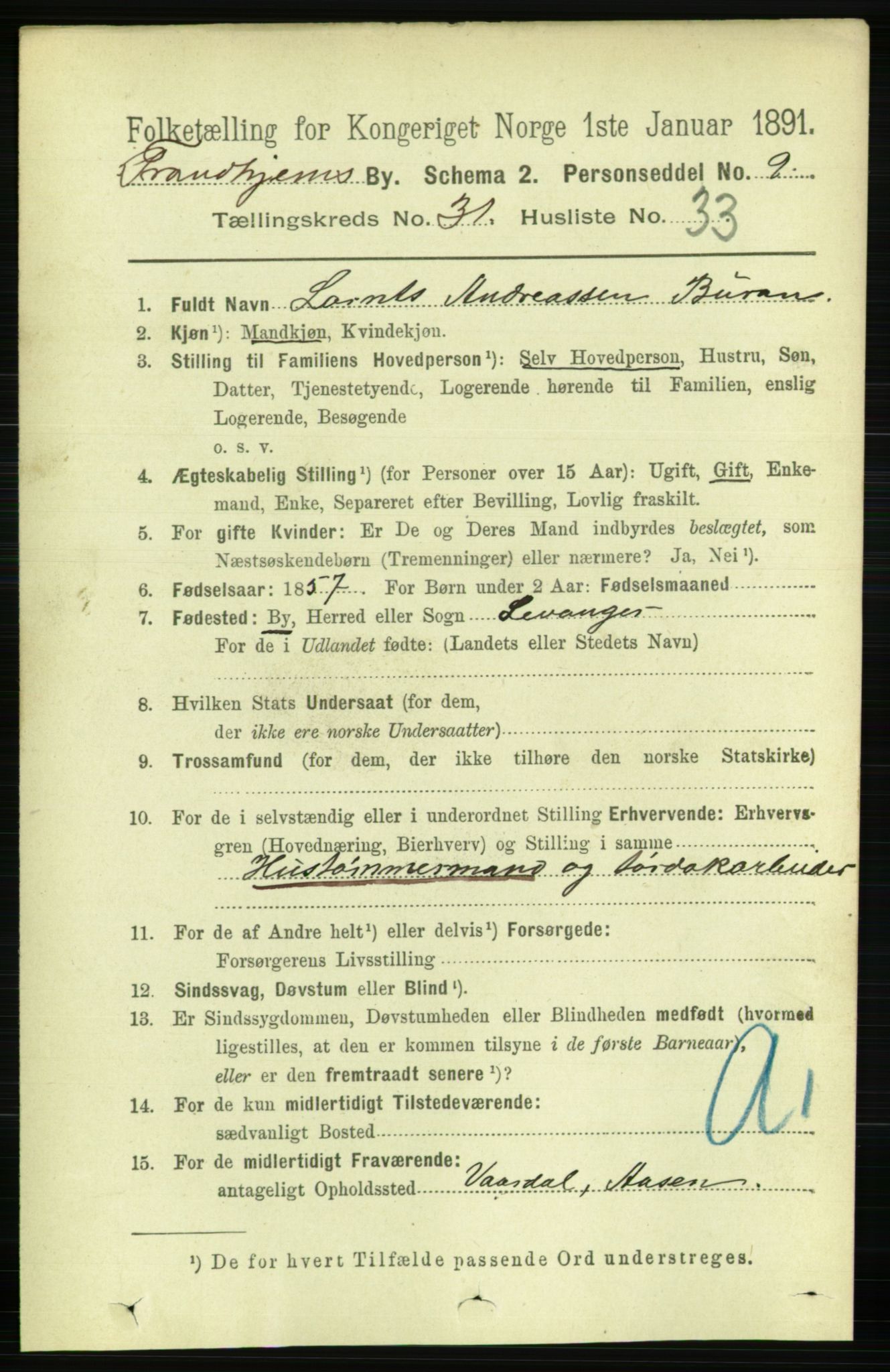 RA, 1891 census for 1601 Trondheim, 1891, p. 23591