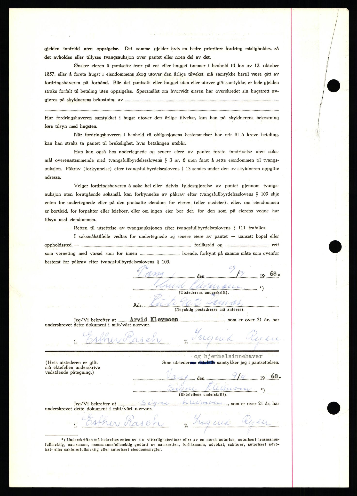 Nord-Hedmark sorenskriveri, AV/SAH-TING-012/H/Hb/Hbf/L0077: Mortgage book no. B77, 1968-1969, Diary no: : 5367/1968