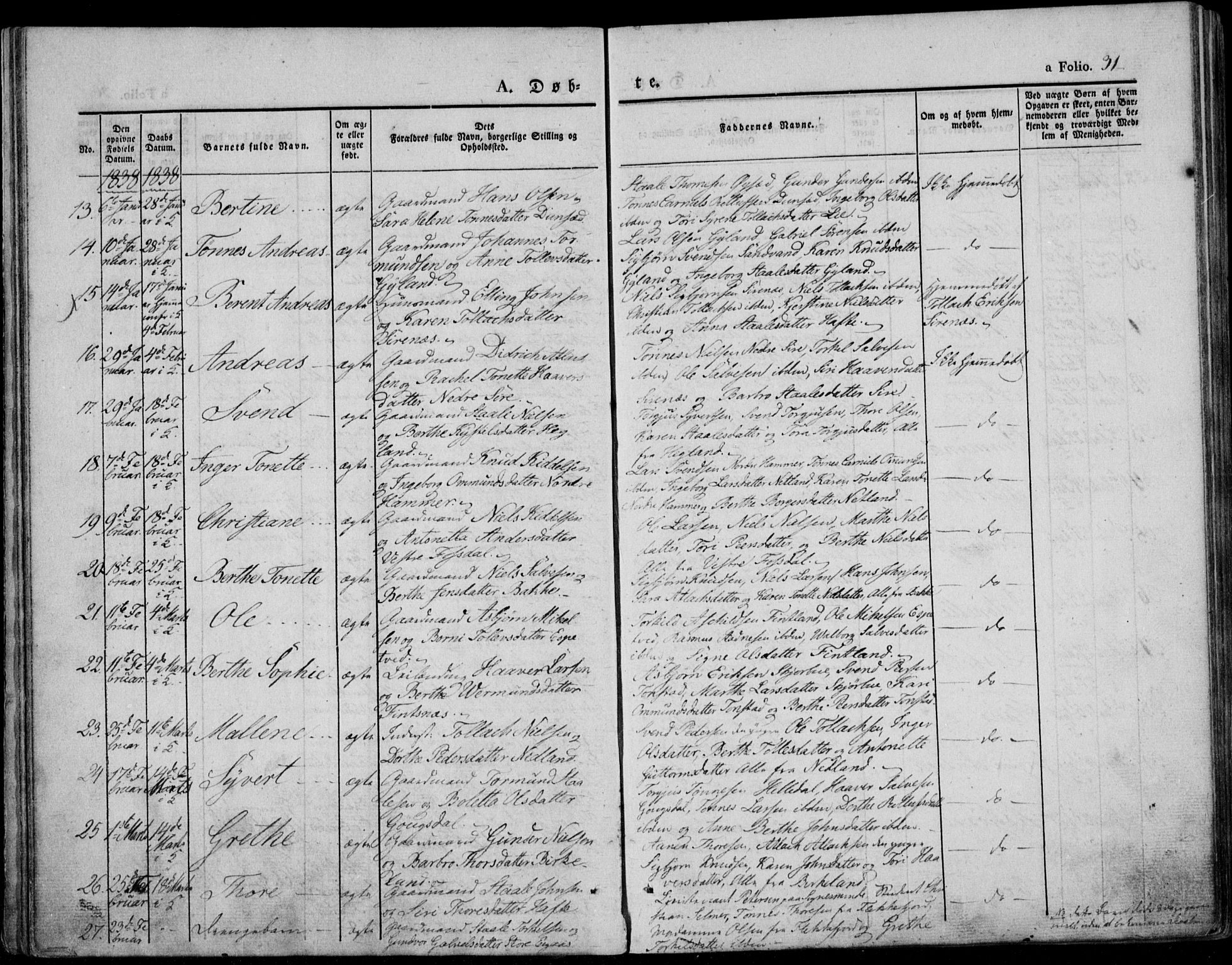 Bakke sokneprestkontor, AV/SAK-1111-0002/F/Fa/Faa/L0004: Parish register (official) no. A 4, 1834-1846, p. 31