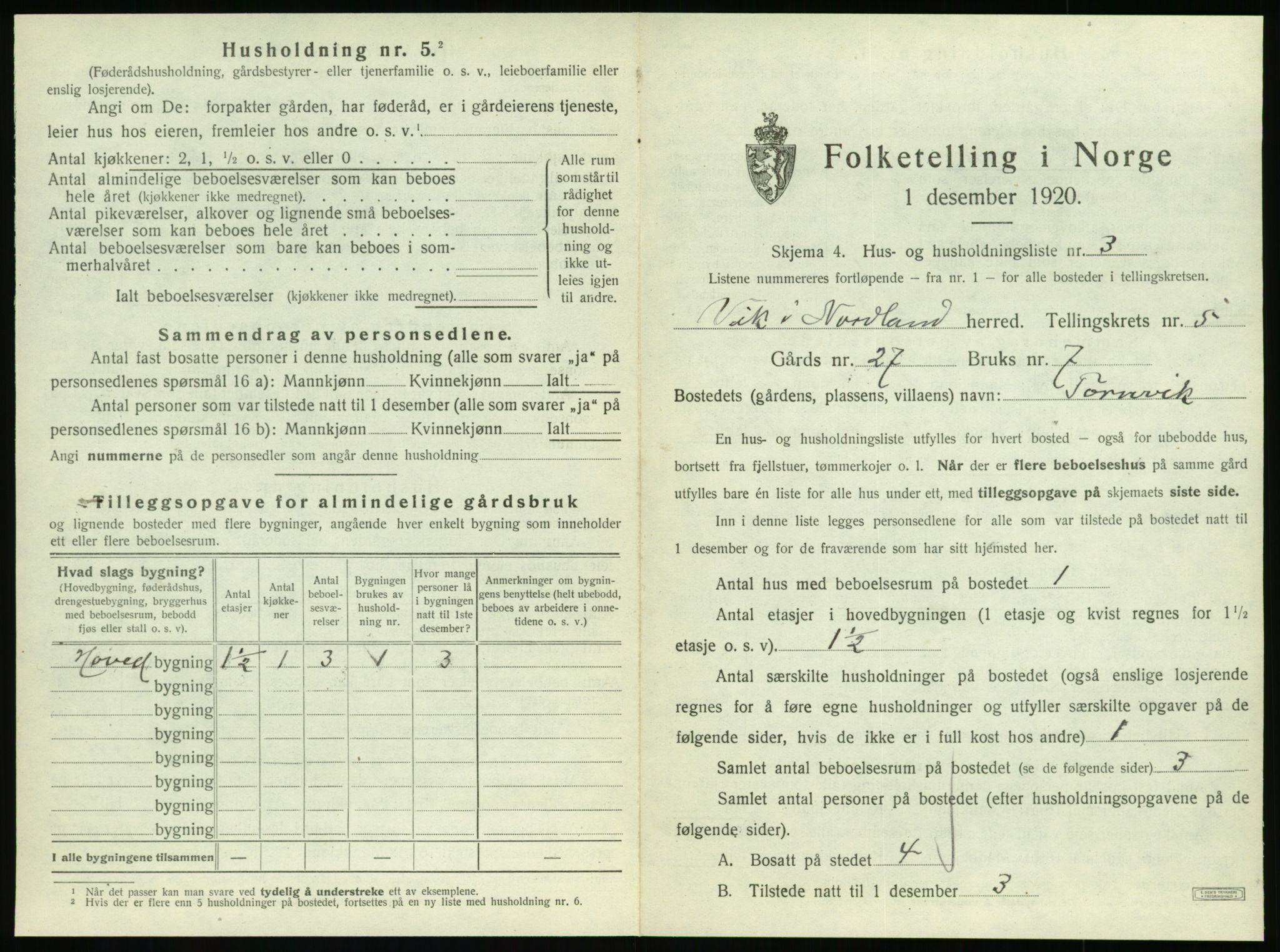 SAT, 1920 census for Vik, 1920, p. 349