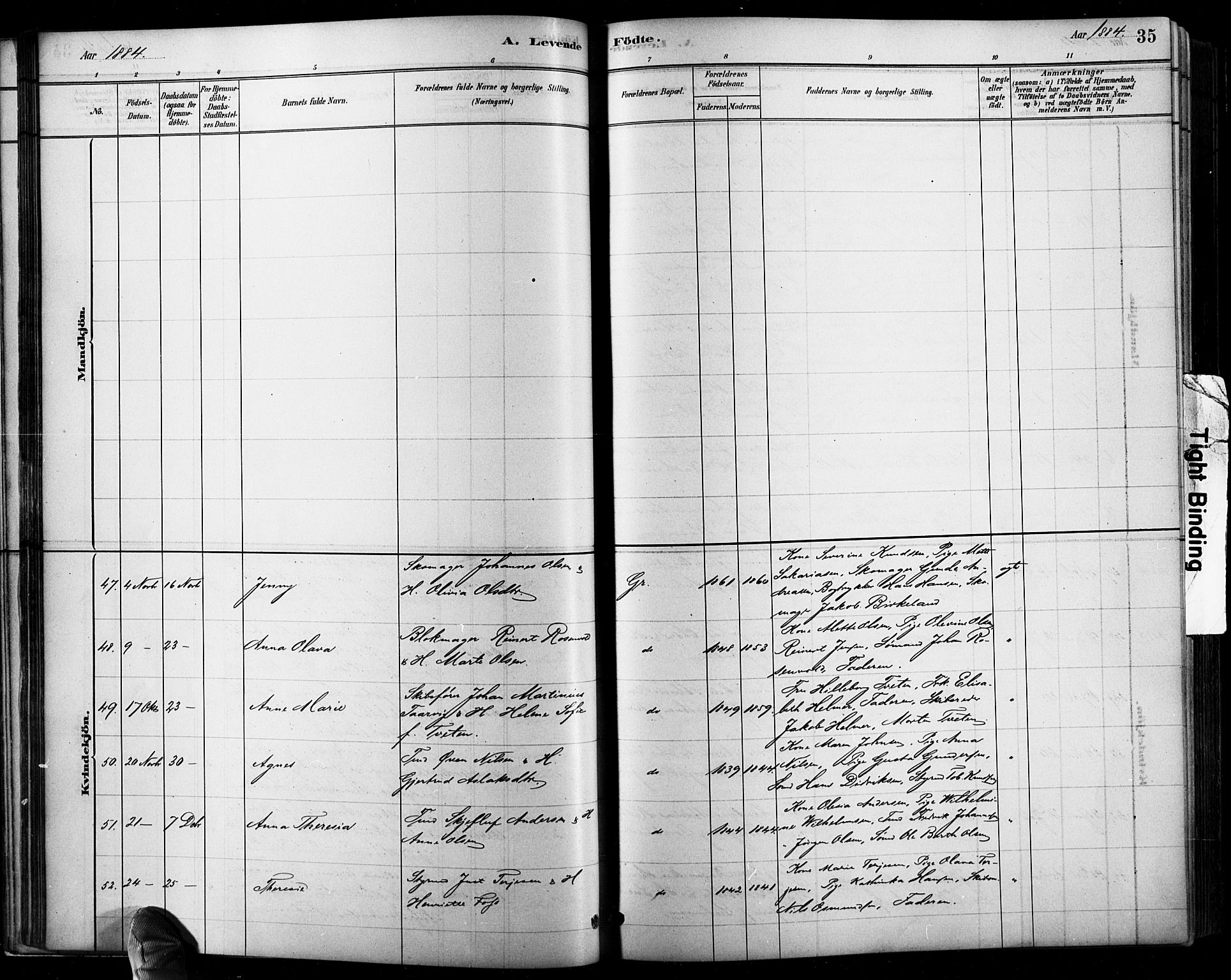 Grimstad sokneprestkontor, SAK/1111-0017/F/Fb/L0001: Parish register (copy) no. B 1, 1881-1922, p. 35