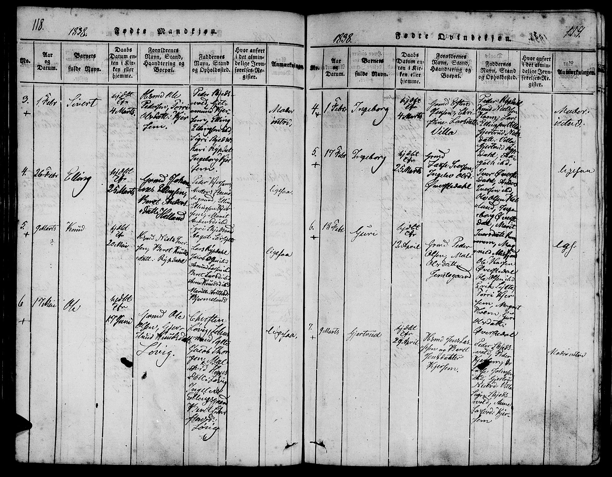 Ministerialprotokoller, klokkerbøker og fødselsregistre - Møre og Romsdal, AV/SAT-A-1454/541/L0544: Parish register (official) no. 541A01, 1818-1847, p. 118-119