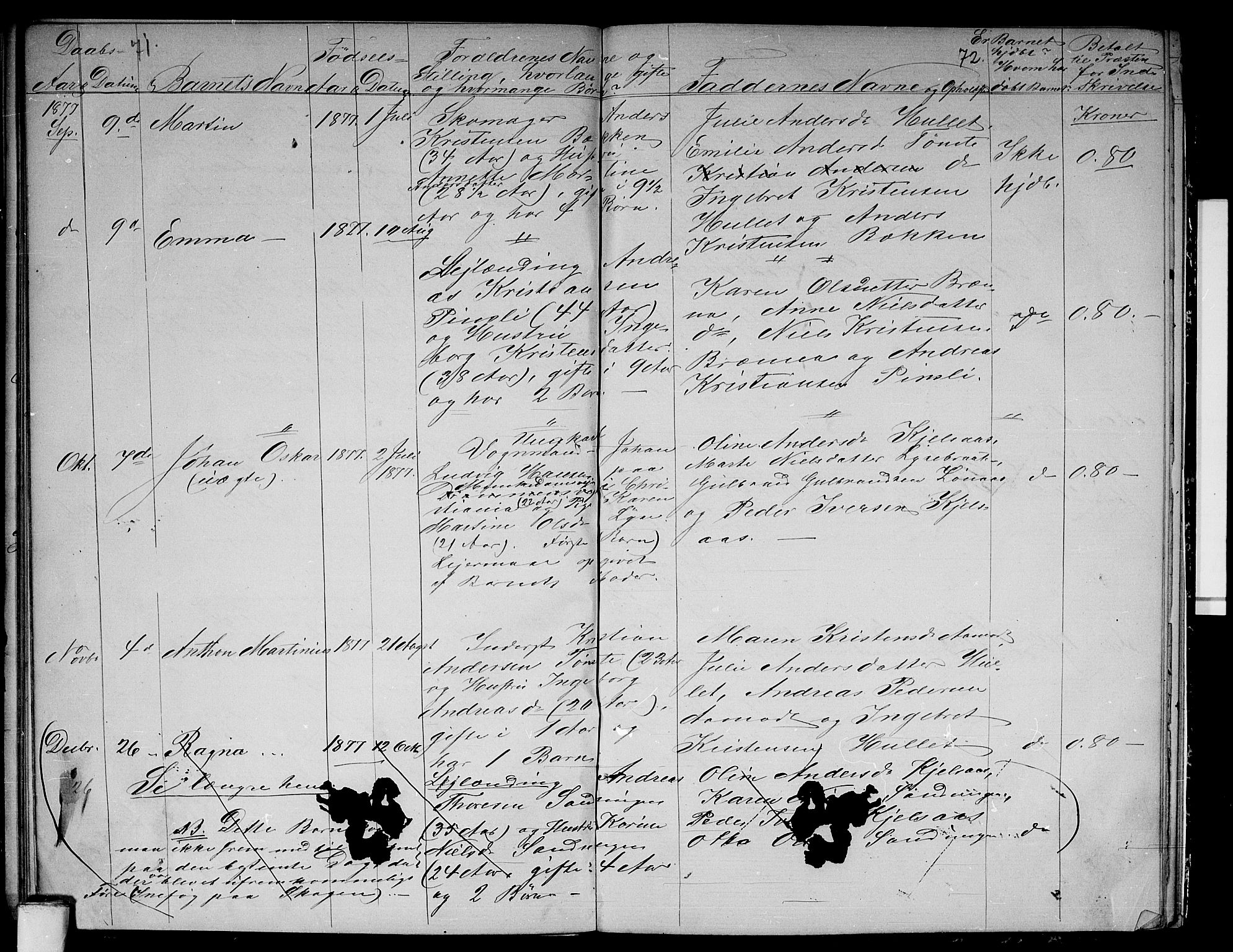 Vestre Aker prestekontor Kirkebøker, AV/SAO-A-10025/G/Gb/L0001: Parish register (copy) no. II 1, 1865-1881, p. 71-72