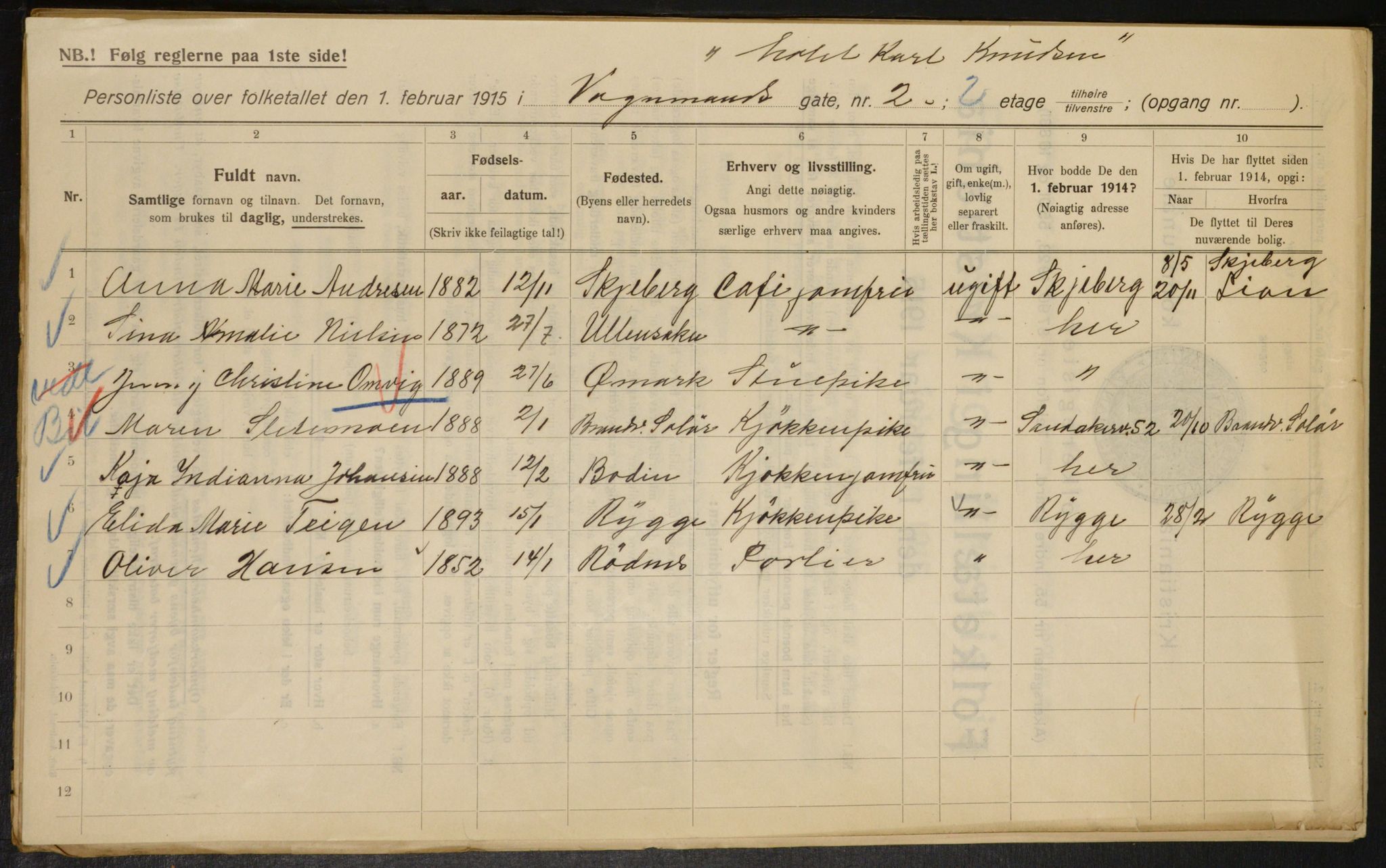 OBA, Municipal Census 1915 for Kristiania, 1915, p. 124690