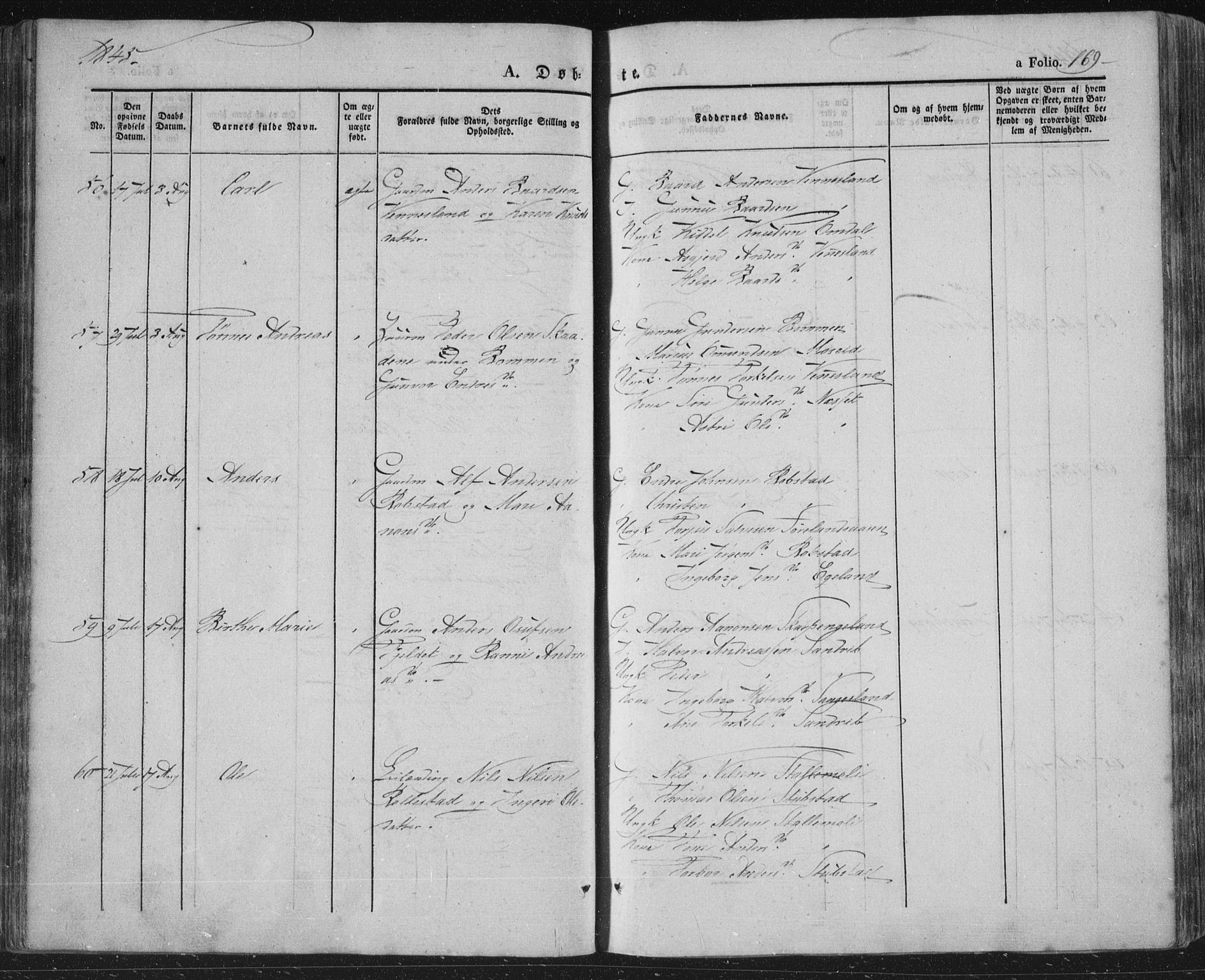 Vennesla sokneprestkontor, AV/SAK-1111-0045/Fa/Fac/L0004: Parish register (official) no. A 4, 1834-1855, p. 169