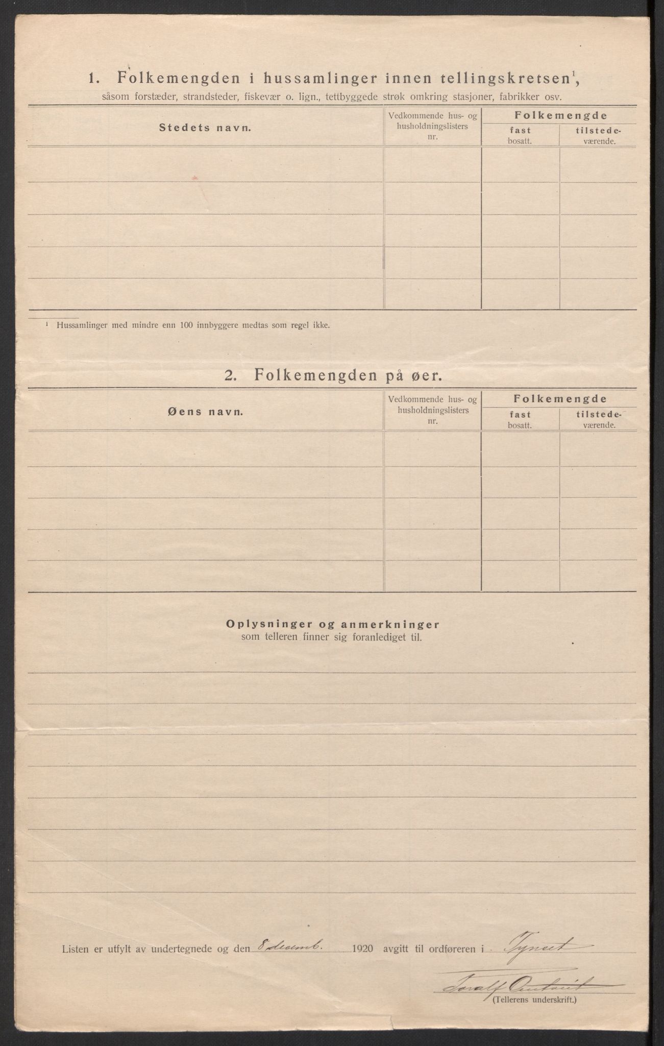 SAH, 1920 census for Tynset, 1920, p. 67