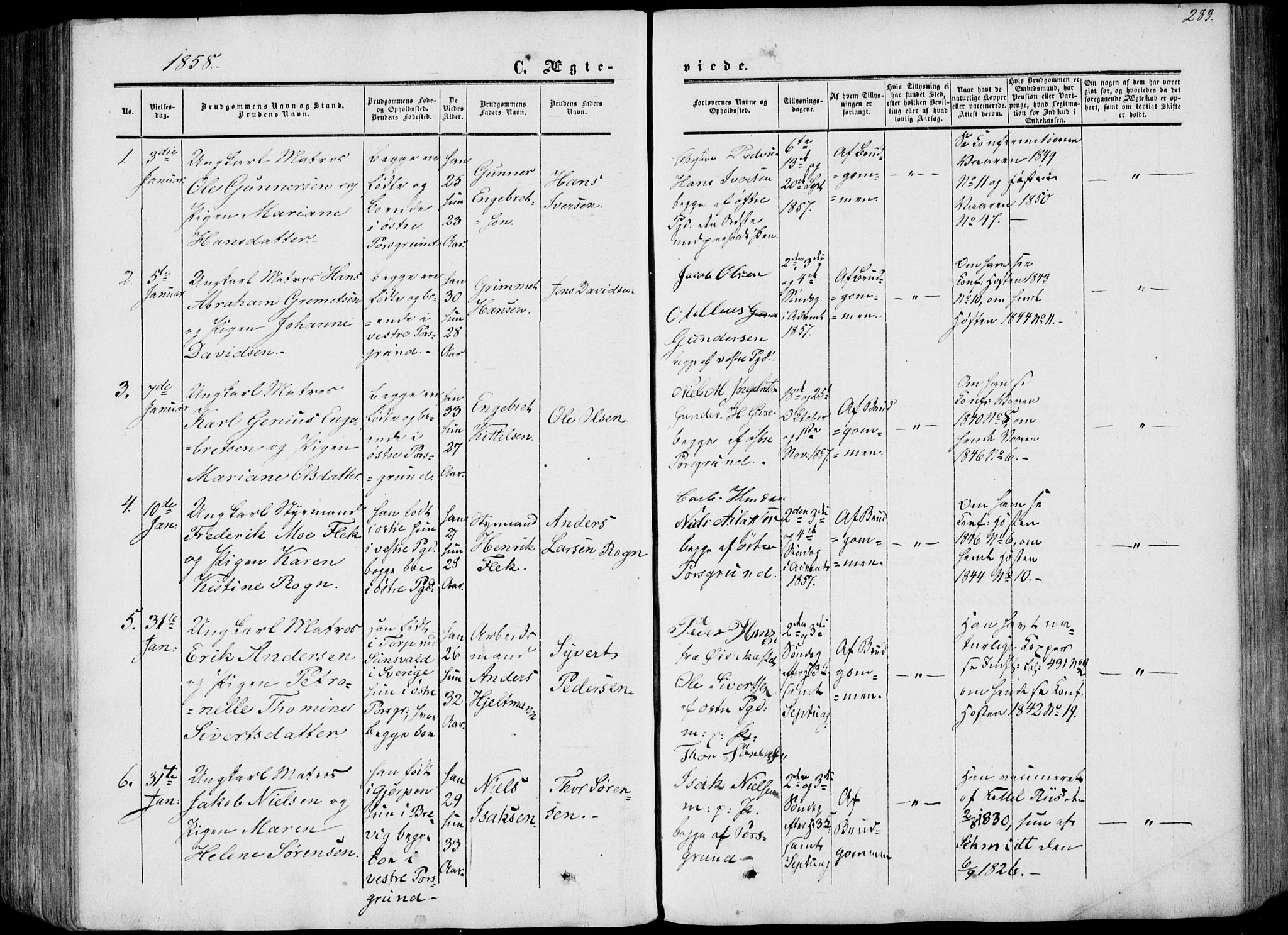Porsgrunn kirkebøker , SAKO/A-104/F/Fa/L0007: Parish register (official) no. 7, 1858-1877, p. 283