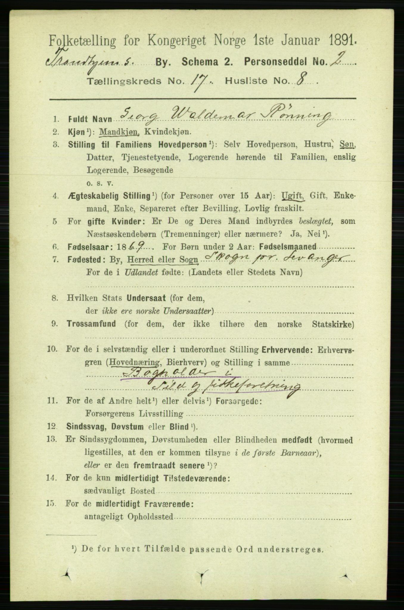 RA, 1891 census for 1601 Trondheim, 1891, p. 13300