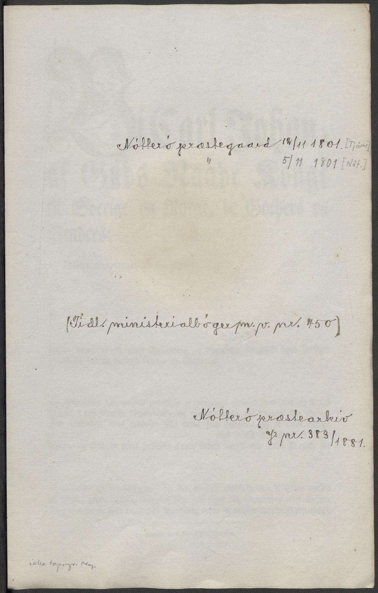 Riksarkivets diplomsamling, AV/RA-EA-5965/F15/L0023: Prestearkiv - Vestfold, 1582-1820, p. 87