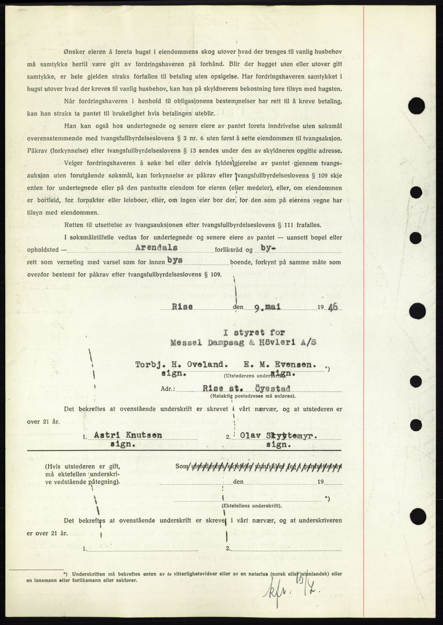 Nedenes sorenskriveri, AV/SAK-1221-0006/G/Gb/Gbb/L0003: Mortgage book no. B3b, 1946-1946, Diary no: : 444/1946