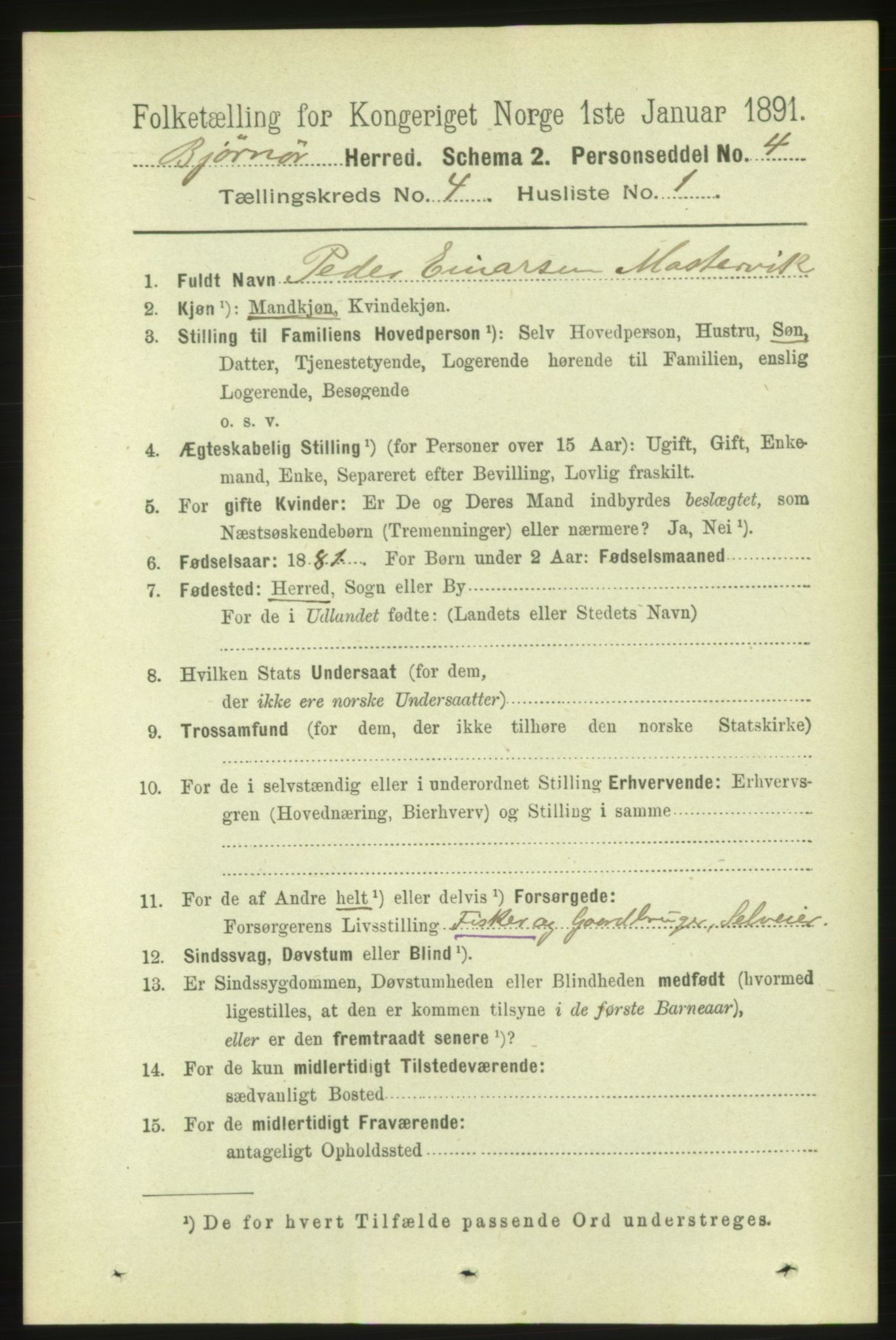 RA, 1891 census for 1632 Bjørnør, 1891, p. 1853