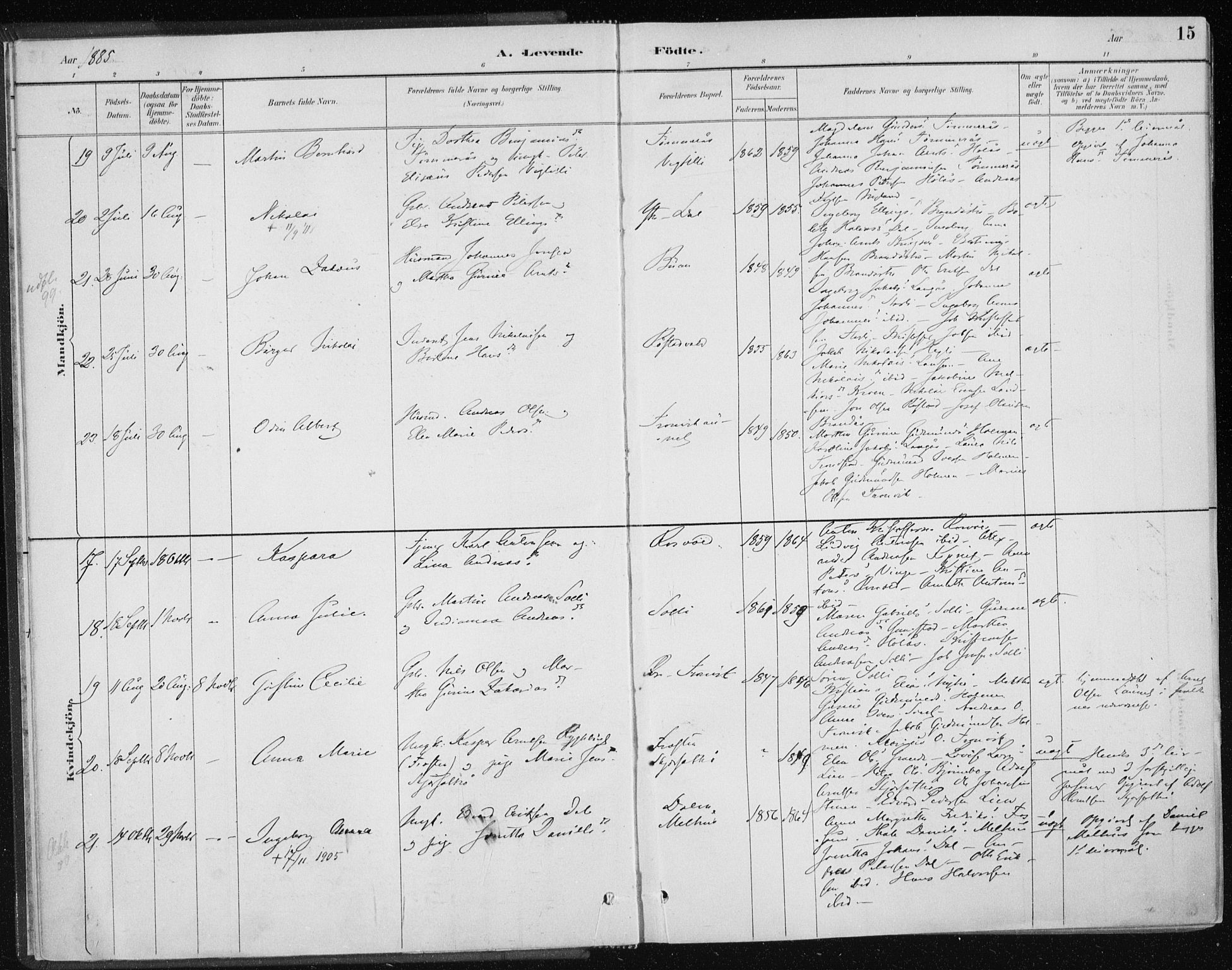 Ministerialprotokoller, klokkerbøker og fødselsregistre - Nord-Trøndelag, SAT/A-1458/701/L0010: Parish register (official) no. 701A10, 1883-1899, p. 15