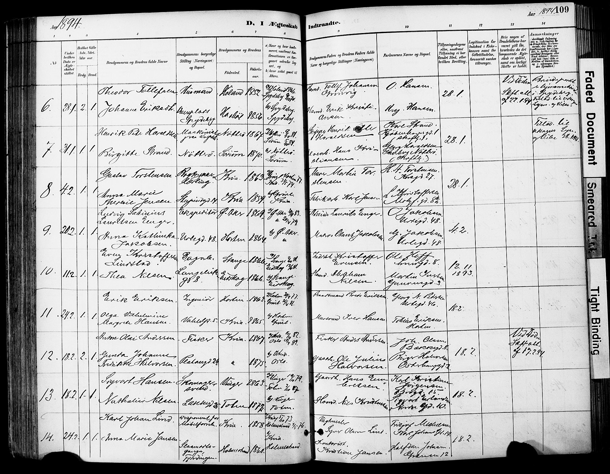 Grønland prestekontor Kirkebøker, AV/SAO-A-10848/F/Fa/L0013: Parish register (official) no. 13, 1887-1906, p. 109