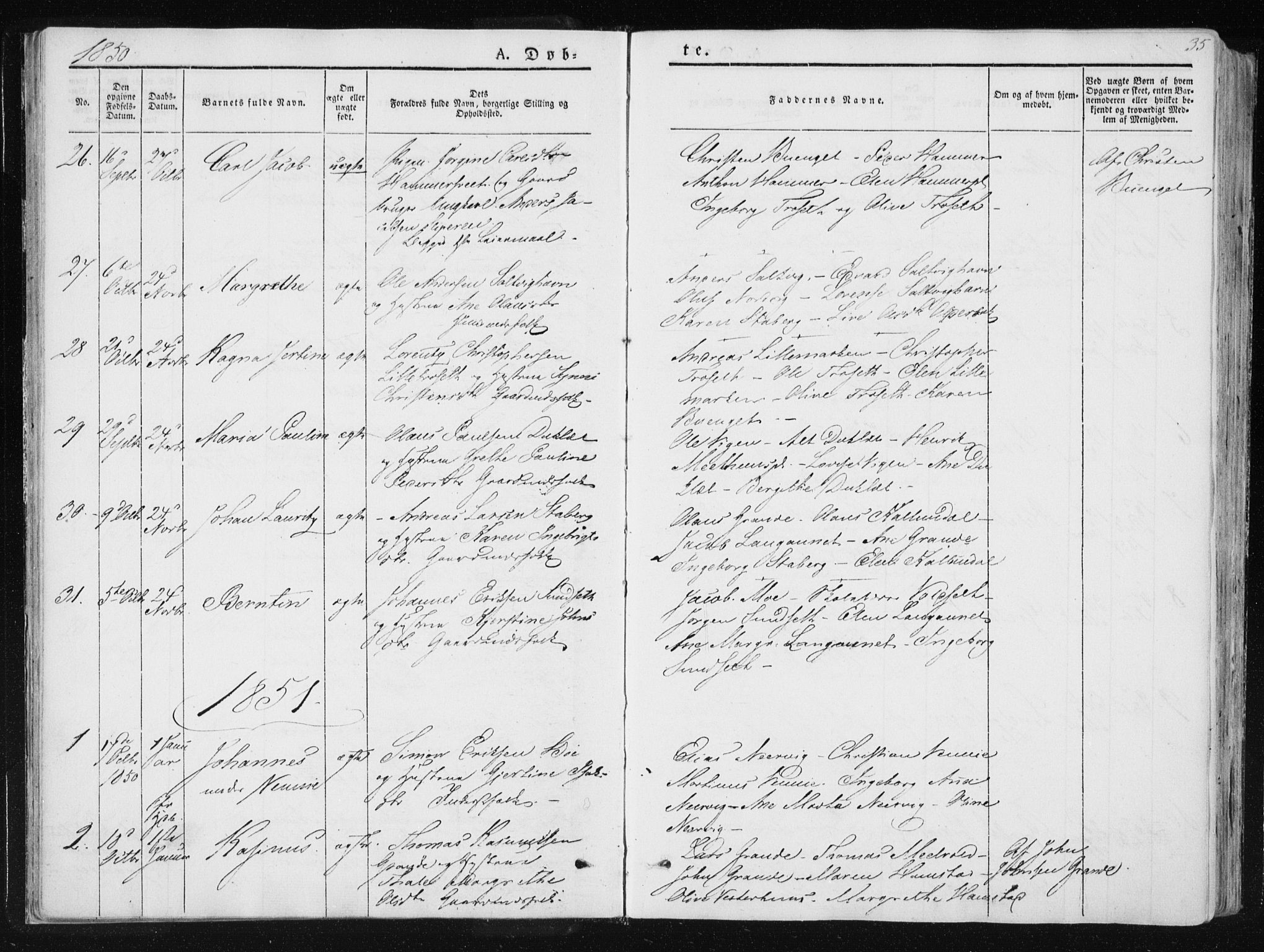 Ministerialprotokoller, klokkerbøker og fødselsregistre - Nord-Trøndelag, SAT/A-1458/733/L0323: Parish register (official) no. 733A02, 1843-1870, p. 35