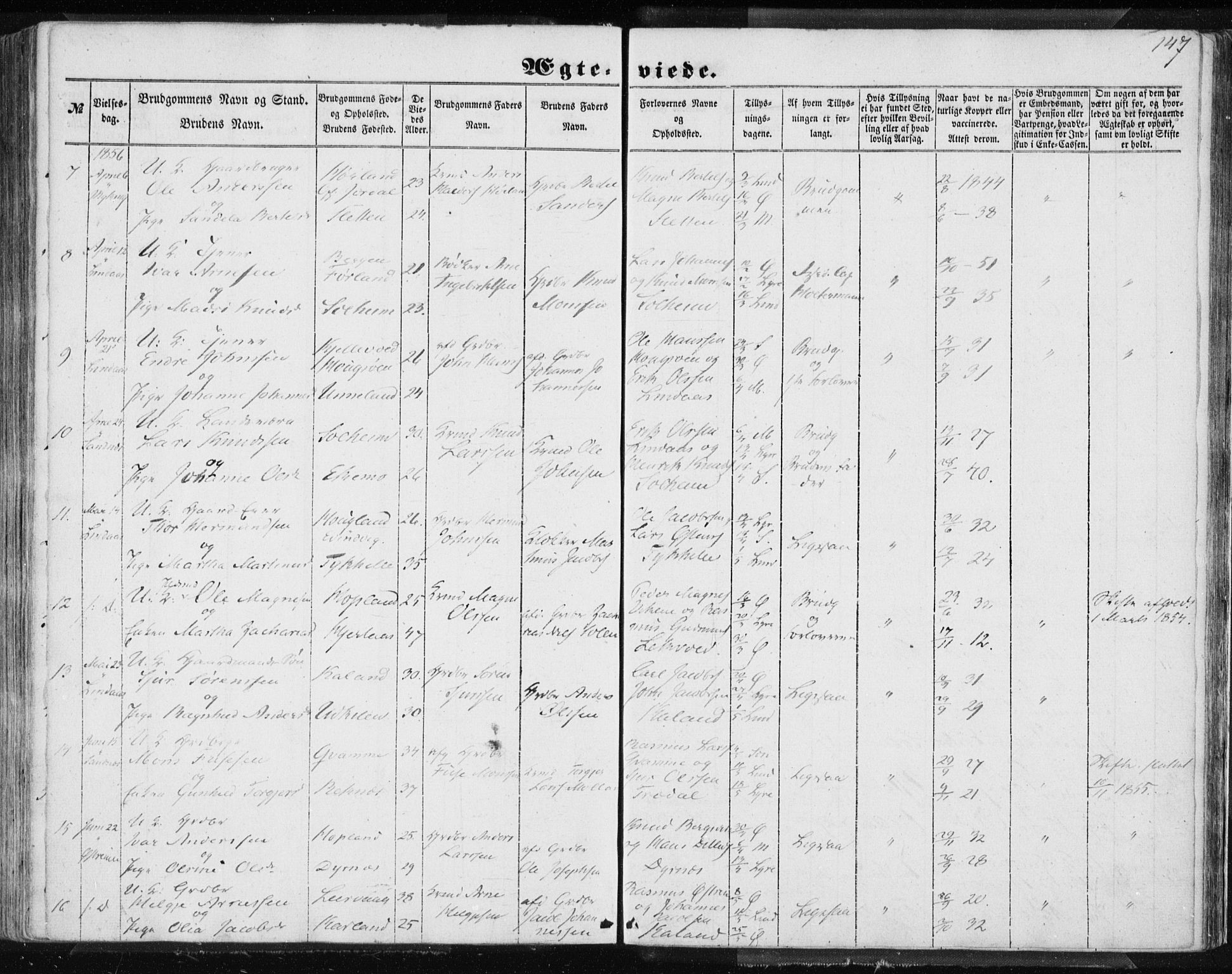 Lindås Sokneprestembete, SAB/A-76701/H/Haa: Parish register (official) no. A 13, 1848-1862, p. 147