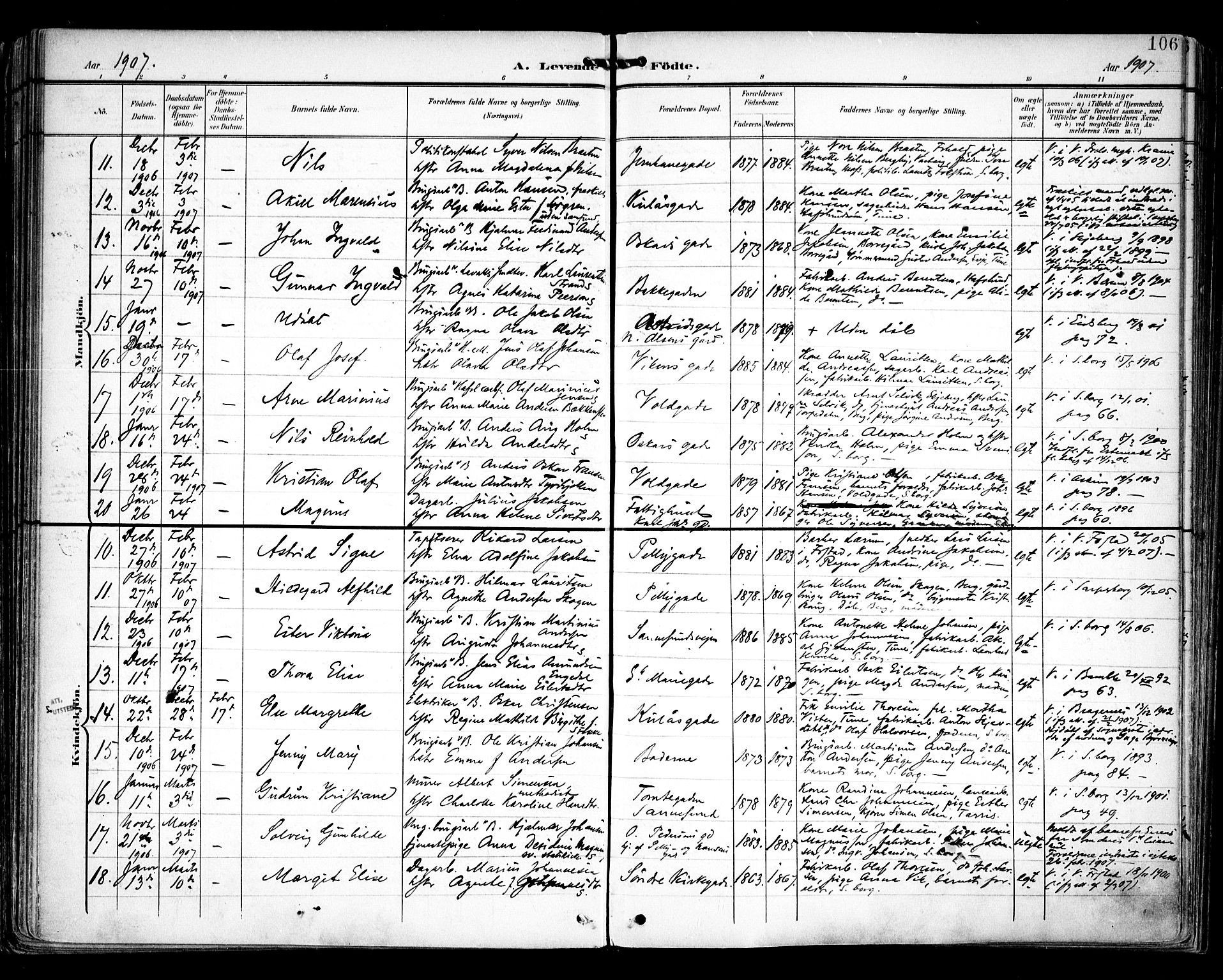 Sarpsborg prestekontor Kirkebøker, AV/SAO-A-2006/F/Fa/L0005: Parish register (official) no. 5, 1900-1909, p. 106