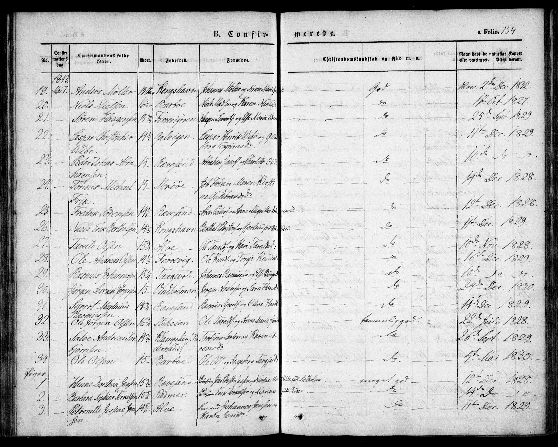 Tromøy sokneprestkontor, SAK/1111-0041/F/Fa/L0004: Parish register (official) no. A 4, 1837-1846, p. 154