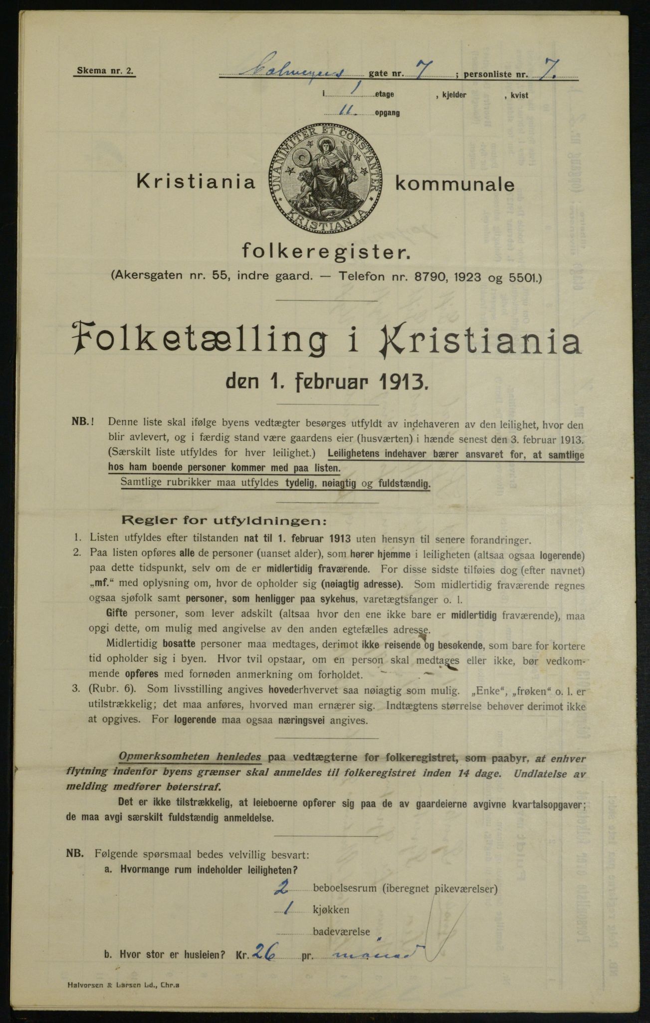 OBA, Municipal Census 1913 for Kristiania, 1913, p. 11418