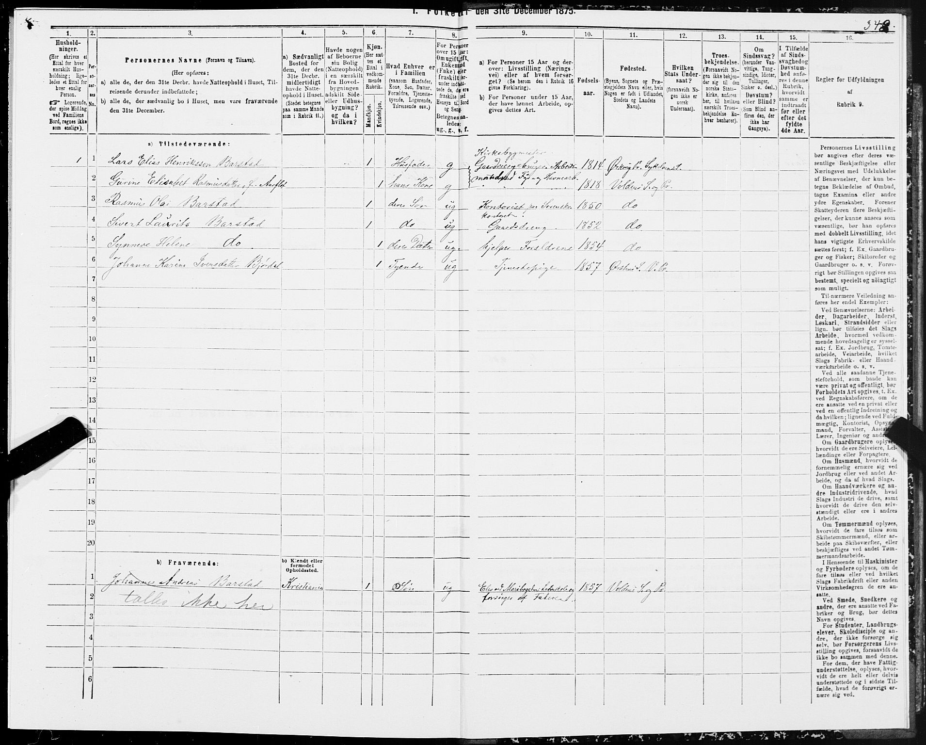 SAT, 1875 census for 1519P Volda, 1875, p. 4348