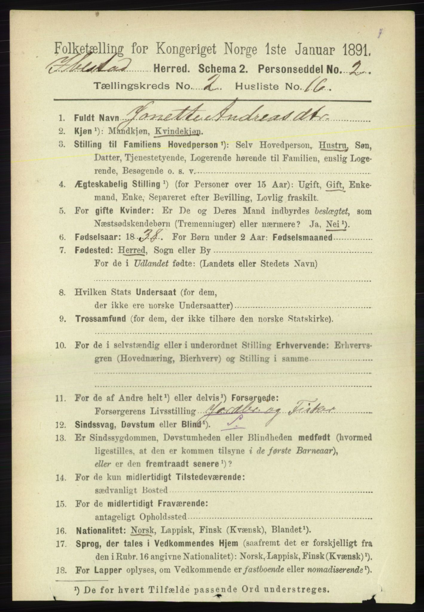 RA, 1891 census for 1917 Ibestad, 1891, p. 904