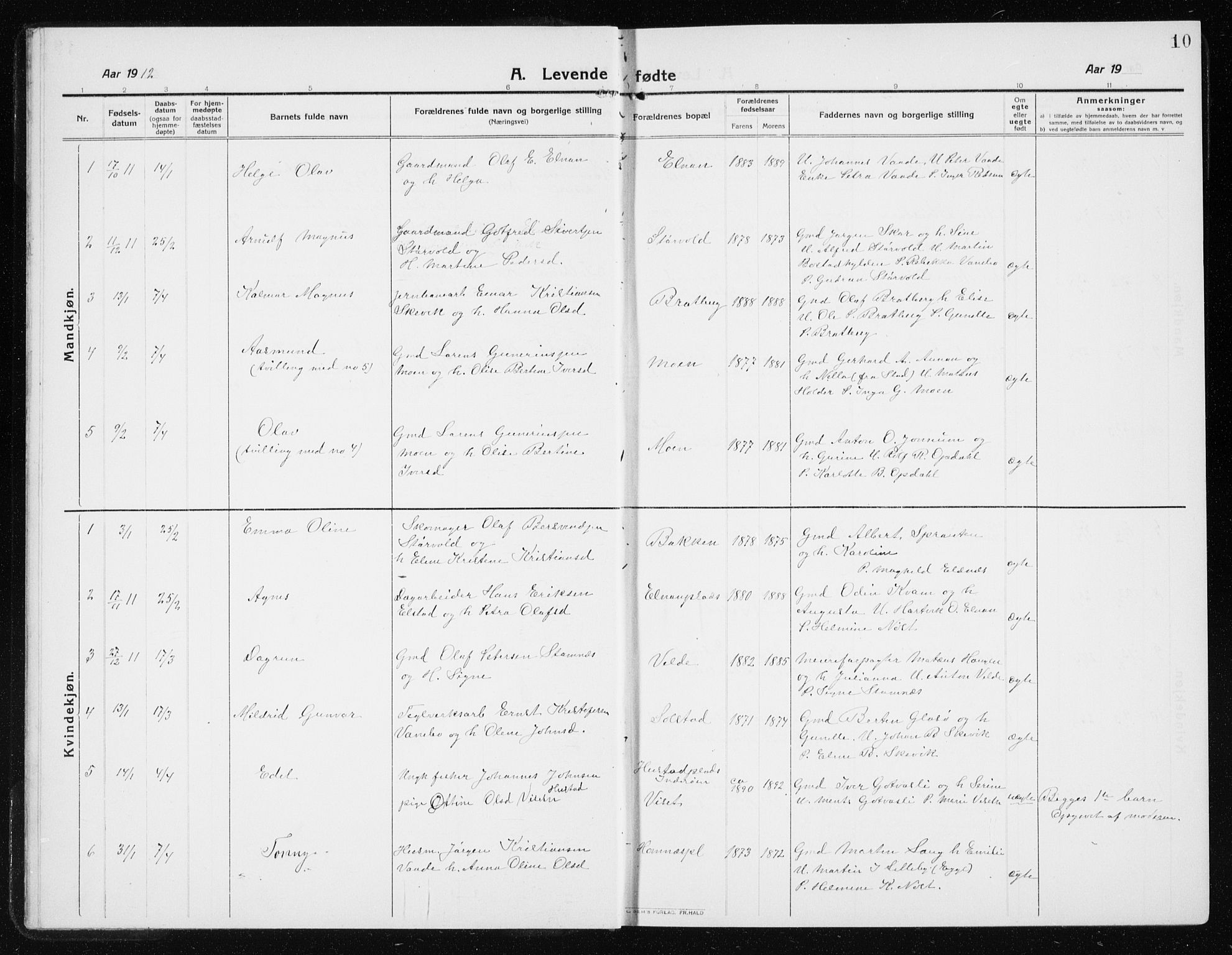 Ministerialprotokoller, klokkerbøker og fødselsregistre - Nord-Trøndelag, SAT/A-1458/741/L0402: Parish register (copy) no. 741C03, 1911-1926, p. 10