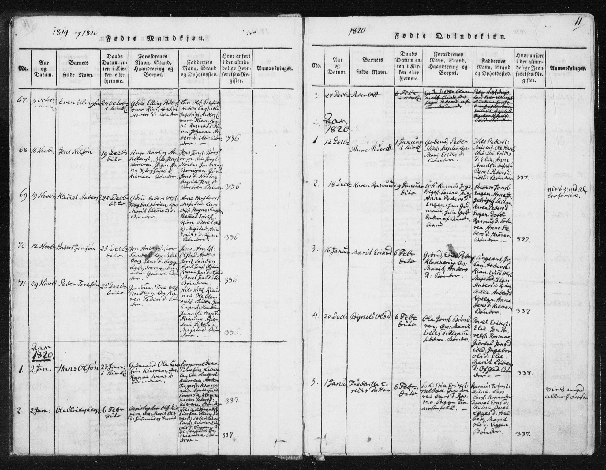 Ministerialprotokoller, klokkerbøker og fødselsregistre - Sør-Trøndelag, SAT/A-1456/665/L0770: Parish register (official) no. 665A05, 1817-1829, p. 11