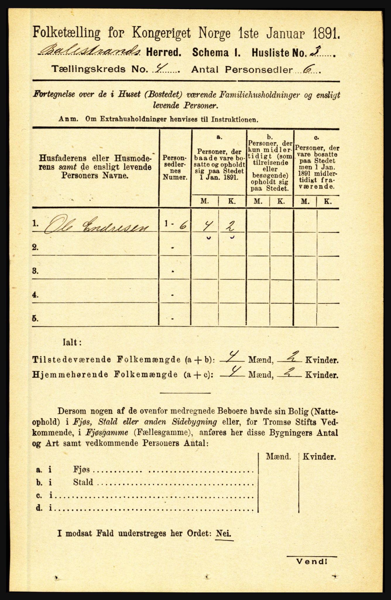 RA, 1891 census for 1418 Balestrand, 1891, p. 805