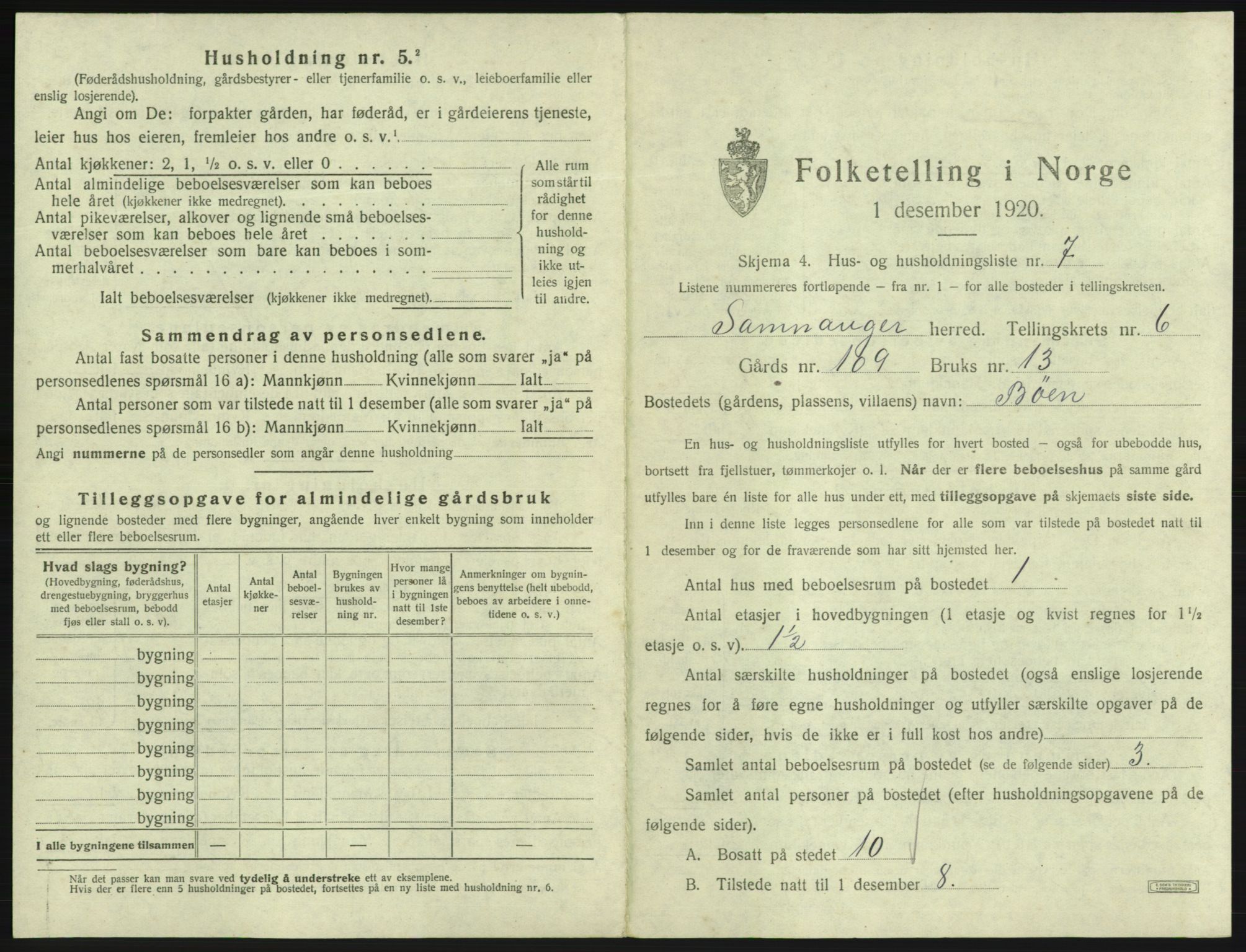 SAB, 1920 census for Samnanger, 1920, p. 327