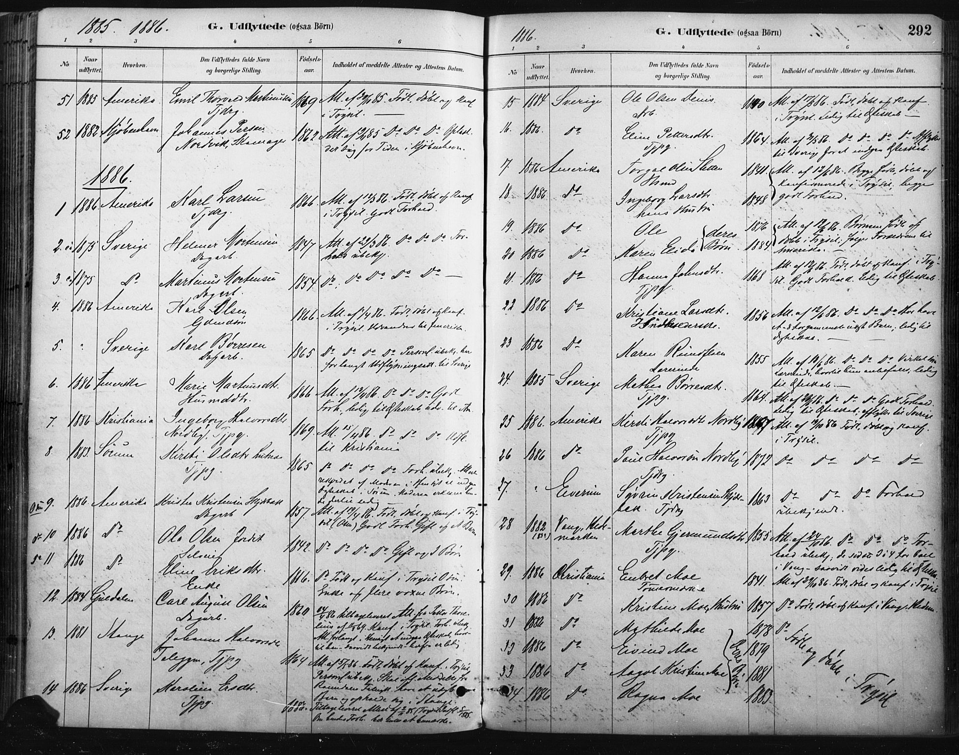 Trysil prestekontor, AV/SAH-PREST-046/H/Ha/Haa/L0009: Parish register (official) no. 9, 1881-1897, p. 292