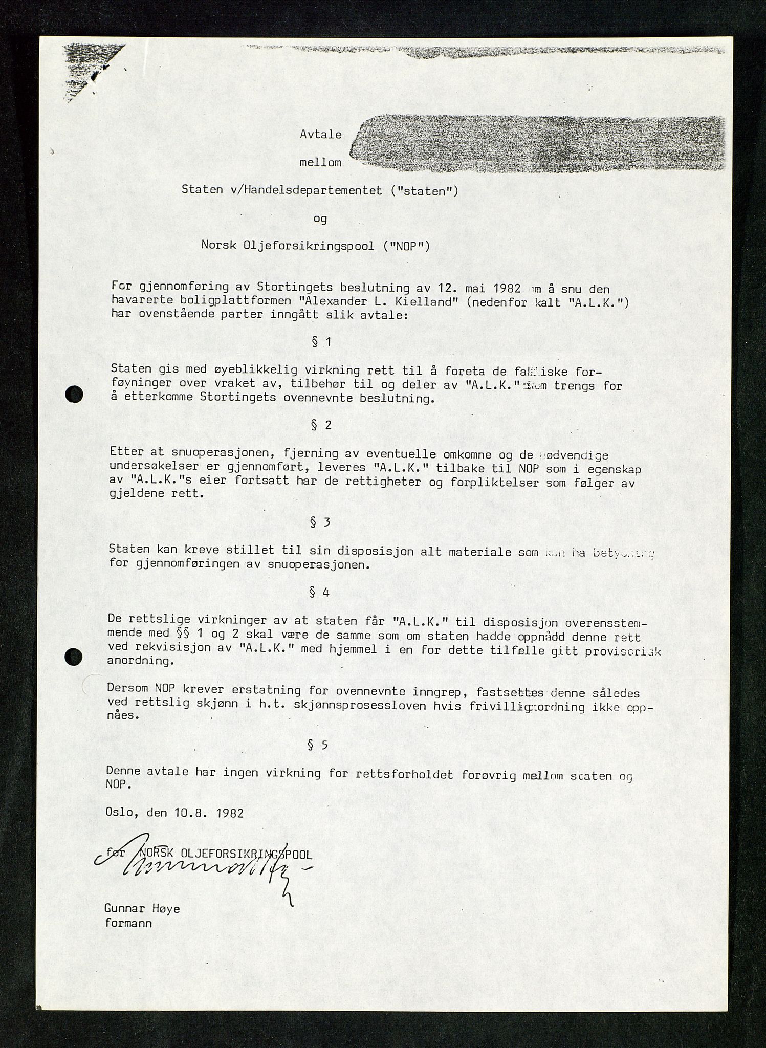 Pa 1503 - Stavanger Drilling AS, AV/SAST-A-101906/Da/L0017: Alexander L. Kielland - Saks- og korrespondansearkiv, 1981-1984, p. 128