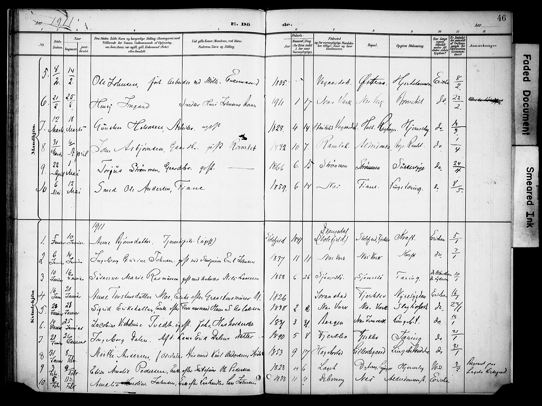 Holt sokneprestkontor, AV/SAK-1111-0021/F/Fa/L0013: Parish register (official) no. A 13, 1900-1912, p. 46