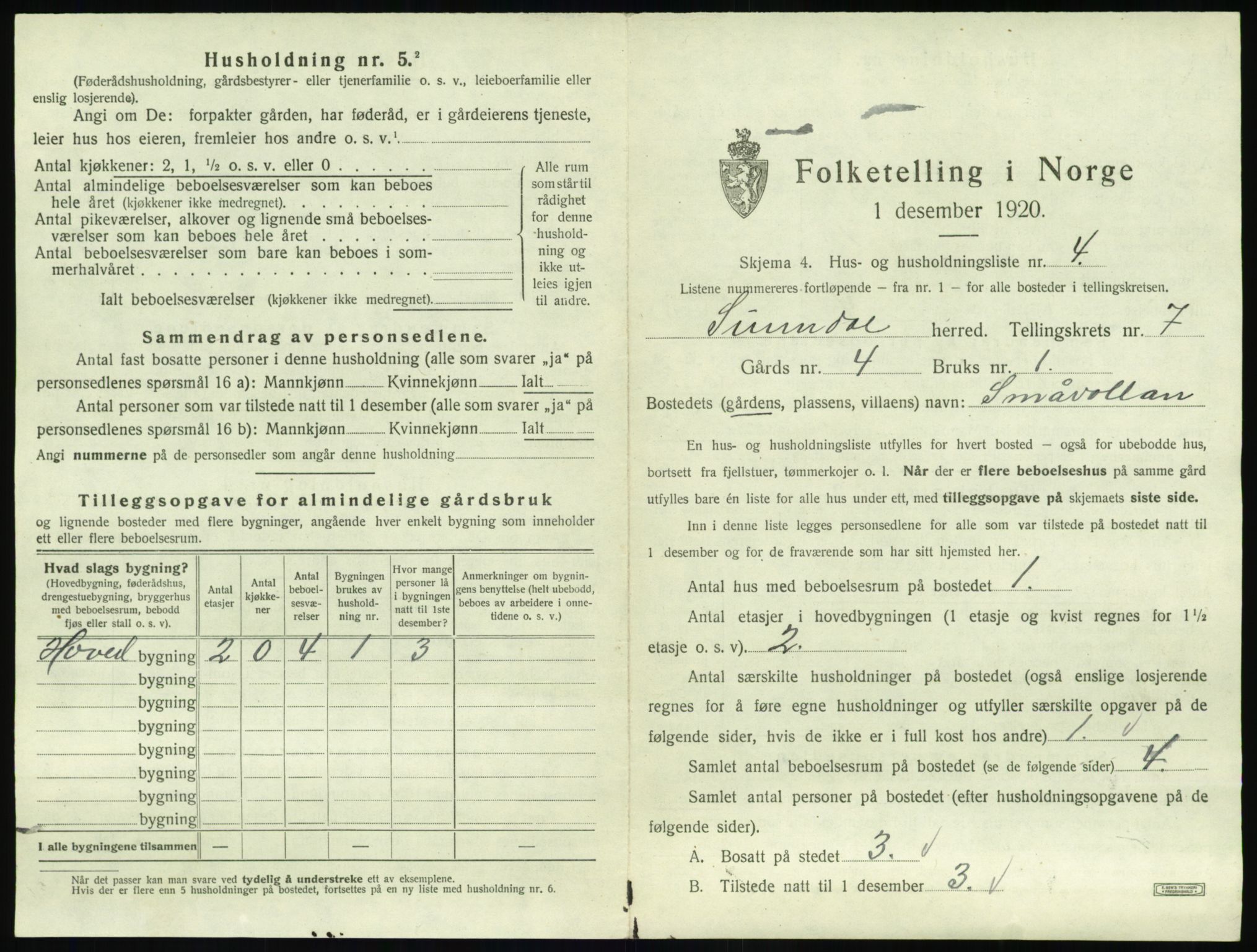 SAT, 1920 census for Sunndal, 1920, p. 646