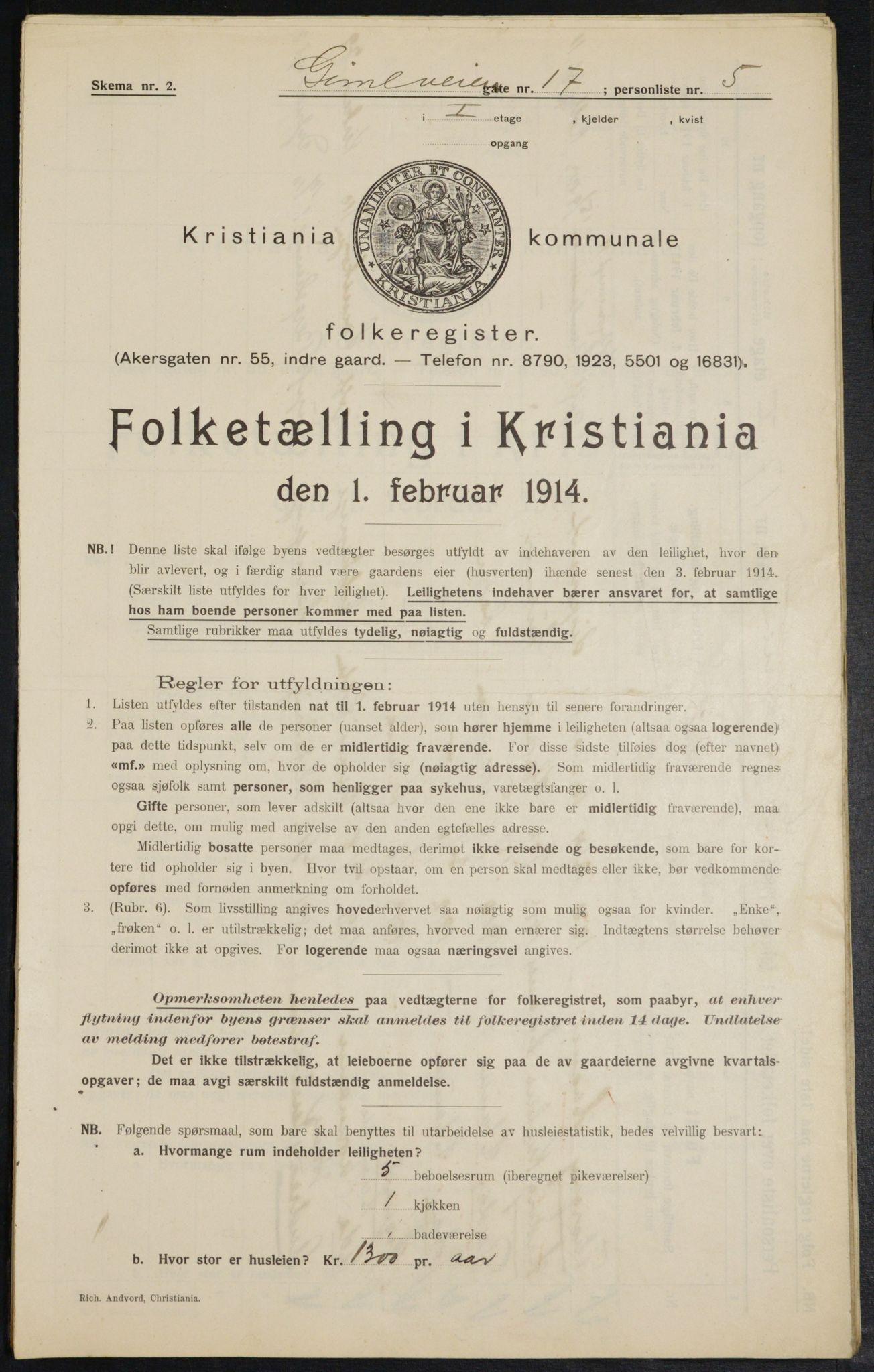 OBA, Municipal Census 1914 for Kristiania, 1914, p. 29319